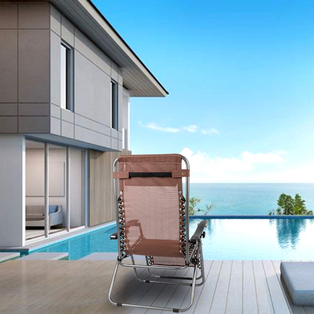 Zero Gravity Reclining Chair Set of 2 - Adjustable Folding Outdoor Lounge Chairs for Patio, Poolside, Beach & Backyard Relaxation | Perfect for Sunbathing, Reading & Outdoor Lounging