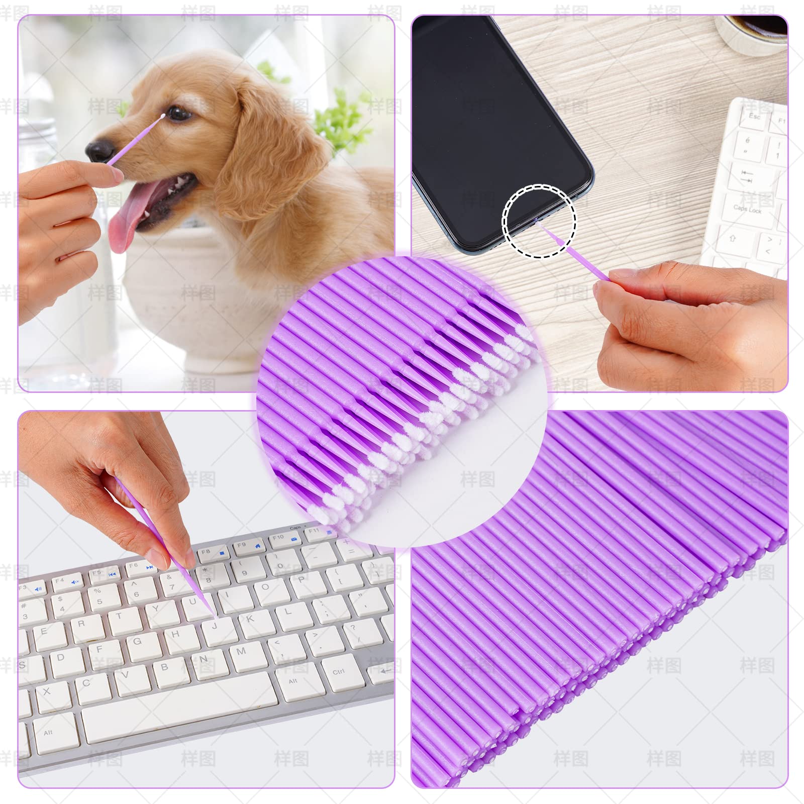 400 PCS Disposable Micro Applicator Brushes - Bendable Ultrafine Mascara Wands for Eyelash Extension, Eyebrow Makeup & Lash Comb (1.5mm Purple) - Perfect for Professional Salons, DIY Beauty & Travel Makeup Kits