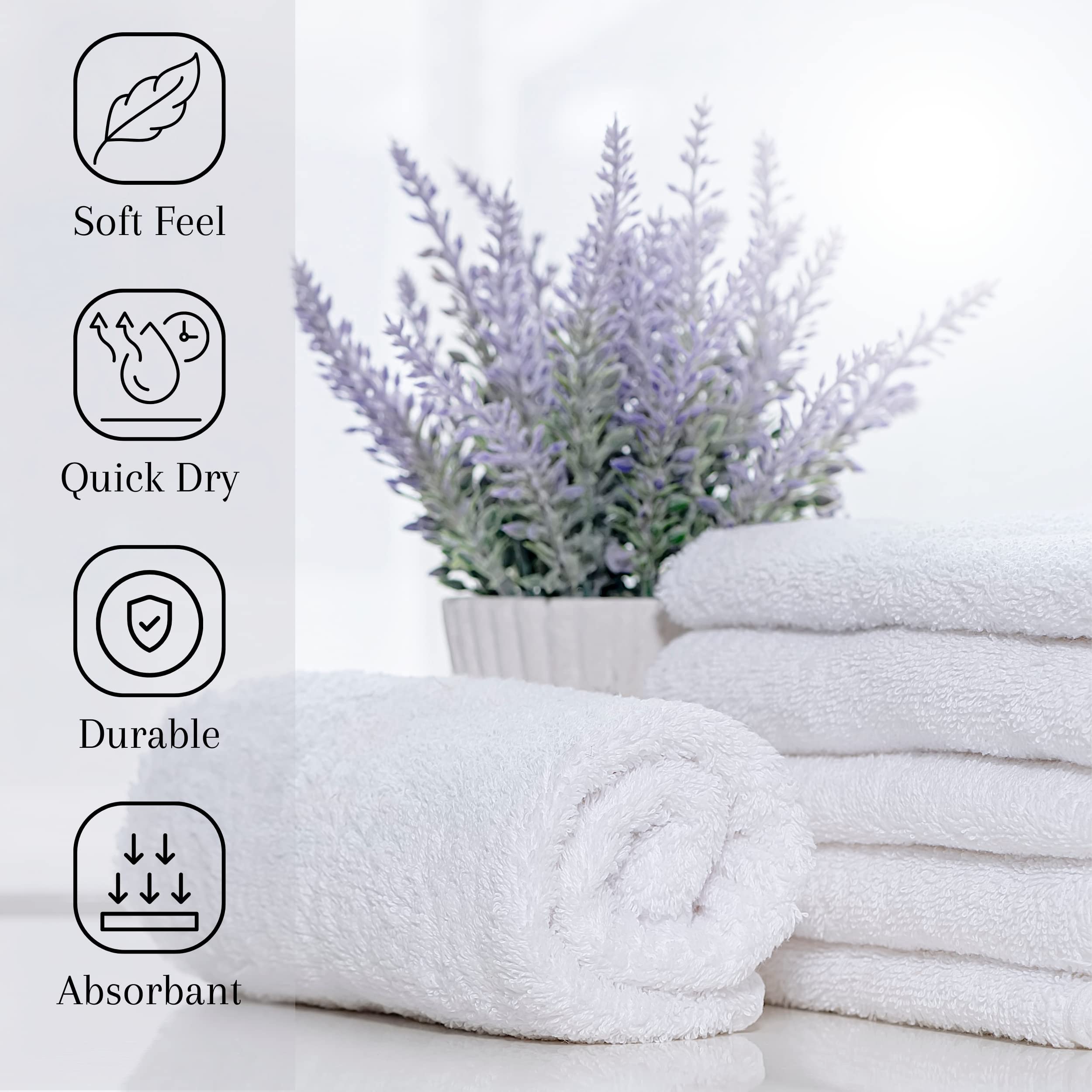 Premium White Cotton Washcloths Set - 300 Pack (12x12 inches) | Ultra Soft & Highly Absorbent Bath Towels for Face, Body & Spa | Bulk Wash Cloths for Hotels, Gyms, Salons & Home Use | Machine Washable & Durable (White, 300 Count)