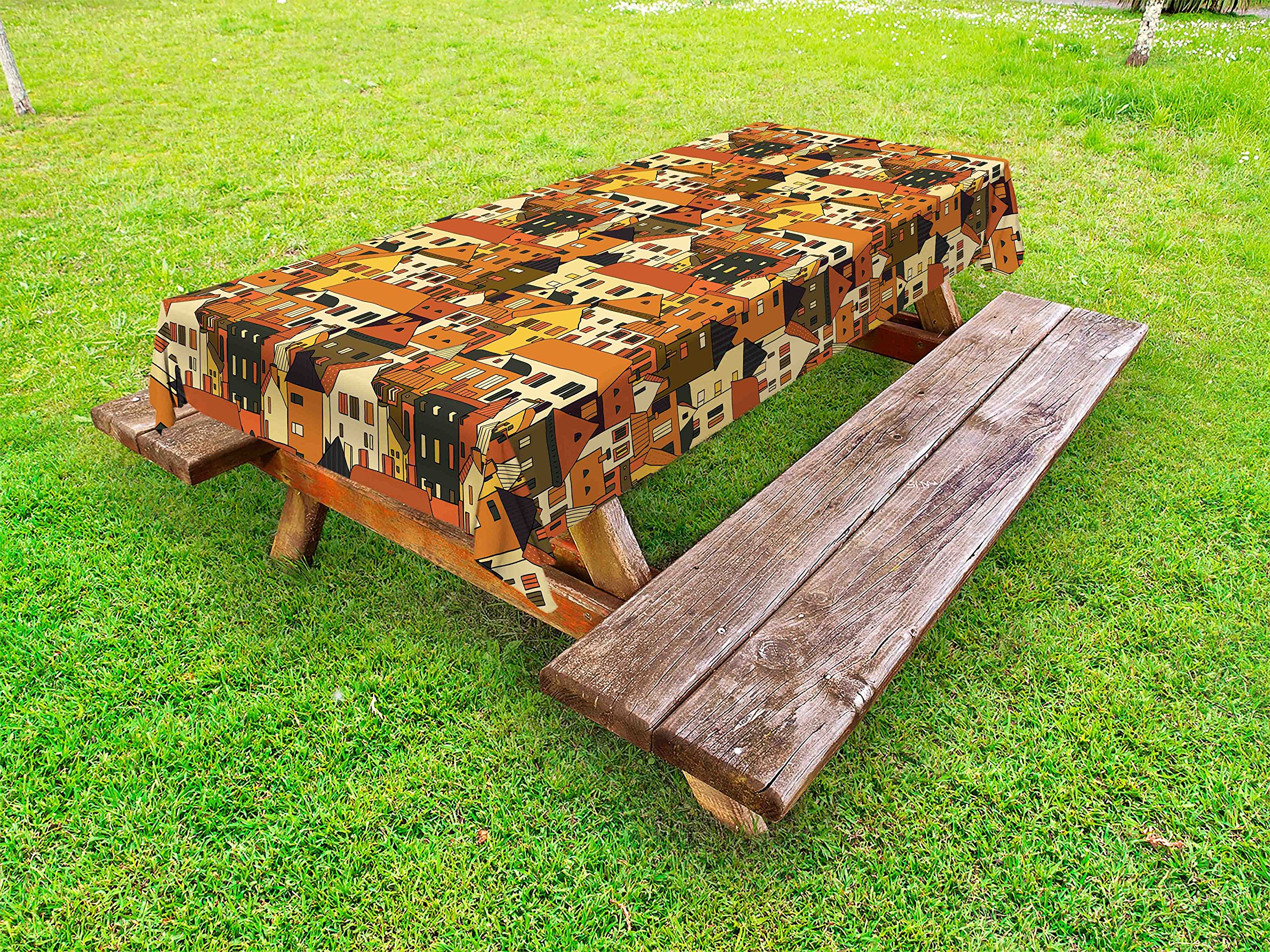 Ambesonne Vintage Cityscape Print Outdoor Tablecloth - 58