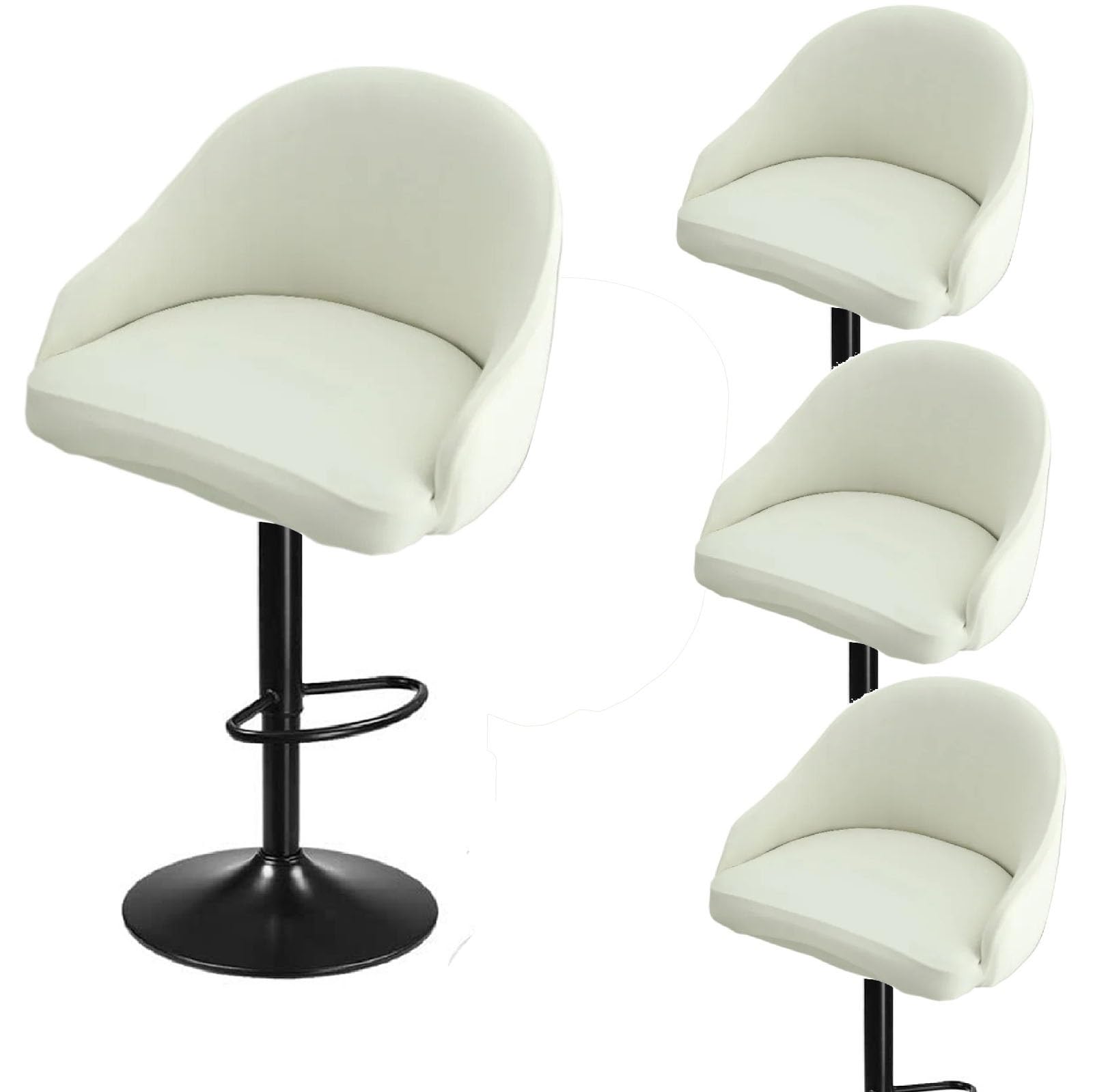 Stretch Bar Stool Covers with Round Back & Arms - Swivel Chair Slipcovers for Kitchen Island, Counter, or Dining Room - Waterproof & Elastic Fabric for Home Decor & Protection