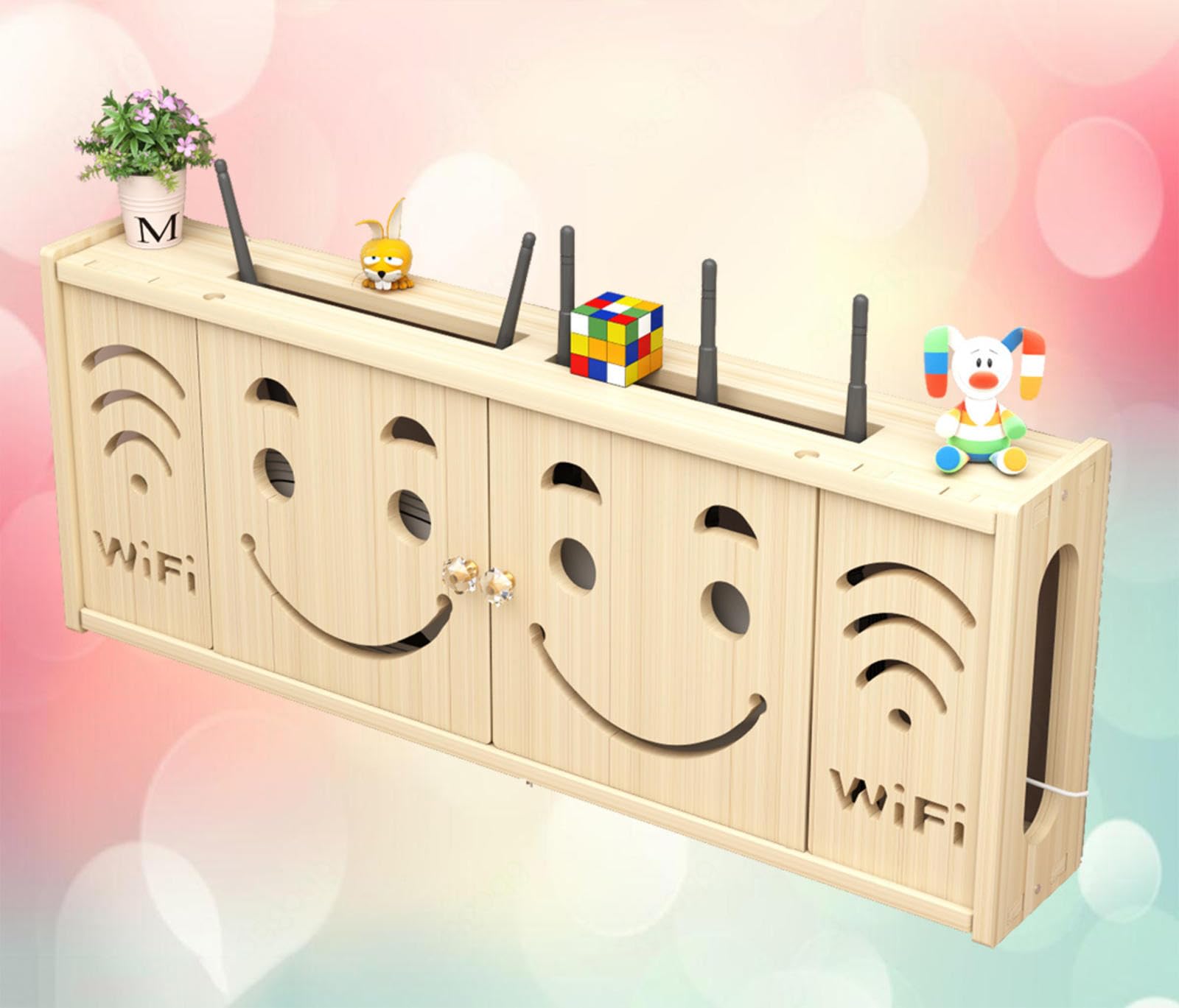 WiFi Router Hidden Box - Wall Mounted Storage Rack for Routers & Modems (A-71x28cm) - Perfect for Home, Office & Entertainment Center Cable Management