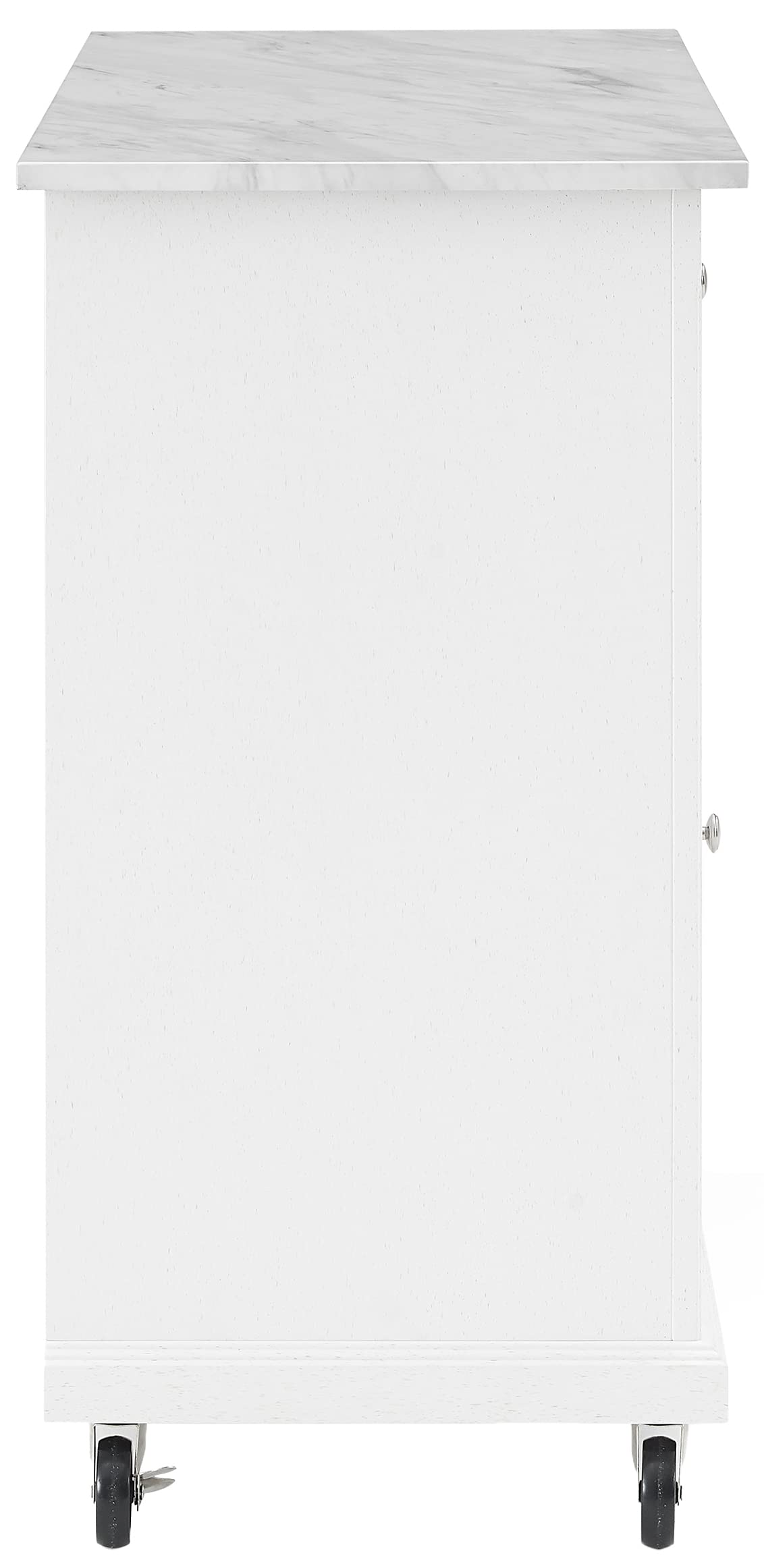 Crosley Avery Rolling Kitchen Island Cart with Shelves - White Distressed Finish | Microwave Stand, Coffee Bar Station & Storage Organizer | Perfect for Small Kitchens, Apartments & Breakfast Nooks