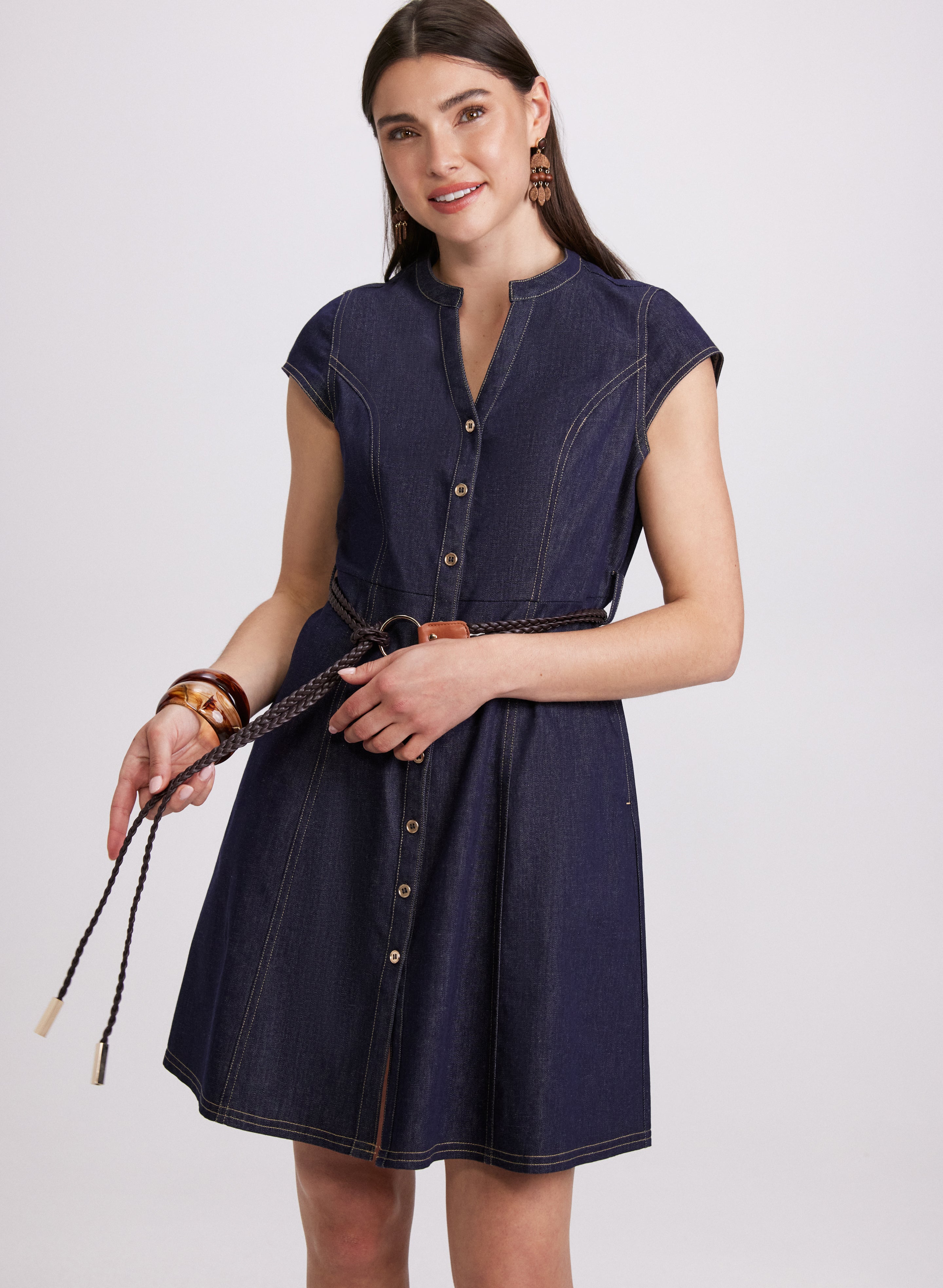Stylish Women's Denim Button Down Dress - Casual & Comfortable Shirt Dress for Everyday Wear | Perfect for Work, Outings & Weekend Errands