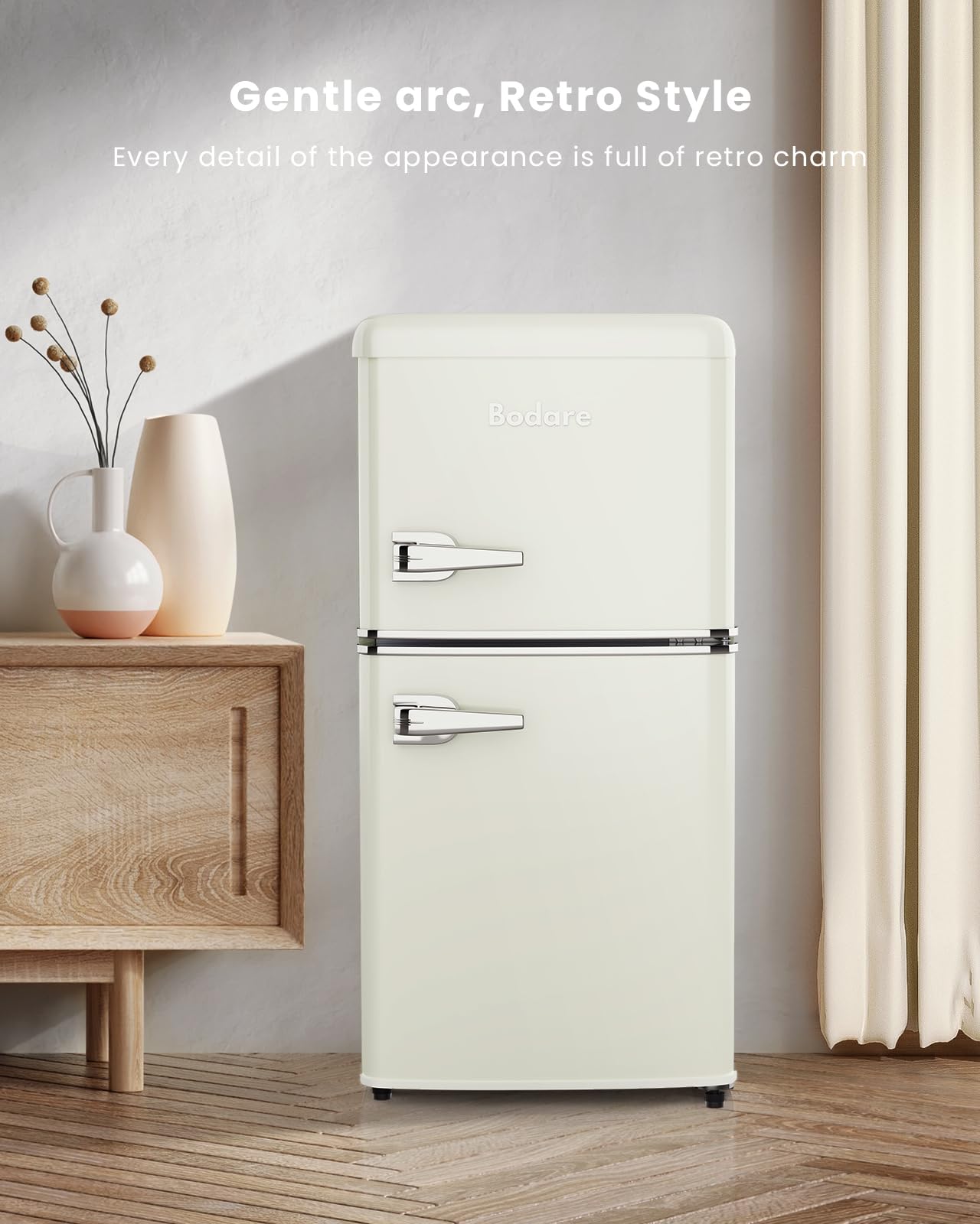 3.2 Cu.Ft Mini Fridge with Freezer - Energy Efficient Compact Refrigerator with 2 Doors for Bedroom, Dorm, Office & Apartment - Perfect for Beverages, Snacks & Small Spaces