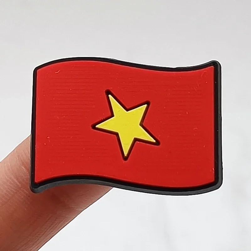 1Pcs Flag Icon PVC Shoe Charms - Decorative Sandals Accessories for Clogs & Buckle Shoes - Fun Kids Party Favors & Gift Ideas - Perfect for Beach Outfits, Summer Fashion & Costume Parties