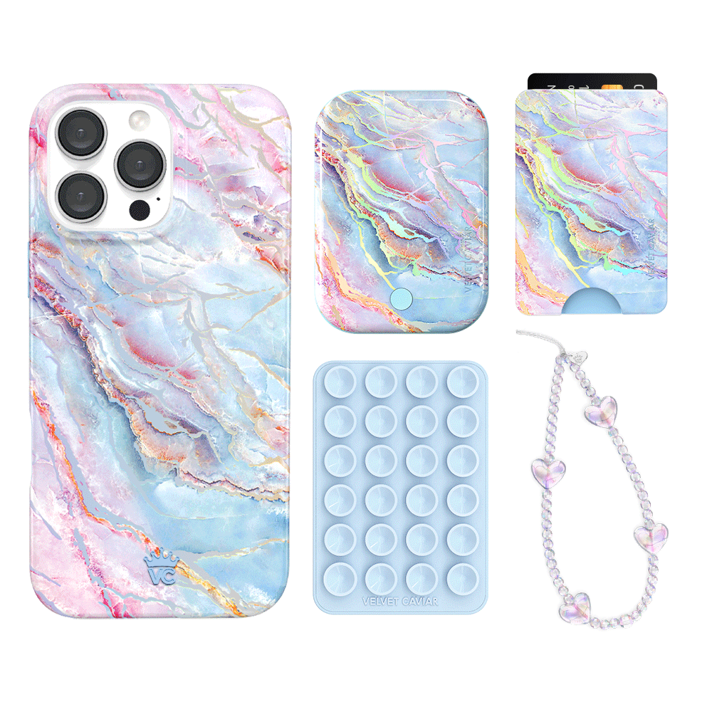 Holo Moonstone iPhone Case with Wallet - Stylish & Protective Phone Cover for iPhone 13/14/15 - Perfect for Everyday Use, Travel, and Shopping