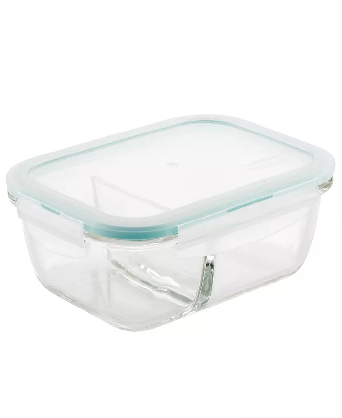 Better Glass 25Oz Divided with Lid - BPA-Free Meal Prep Containers for Office Lunch, Meal Storage & Food Portion Control - Microwave & Dishwasher Safe Glass Food Containers