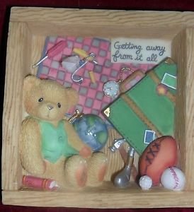 Cherished Teddies Sports & Hobbies Shadow Box Plaque 662402 - Collectible Figurine Display for Home Decor & Gift Giving