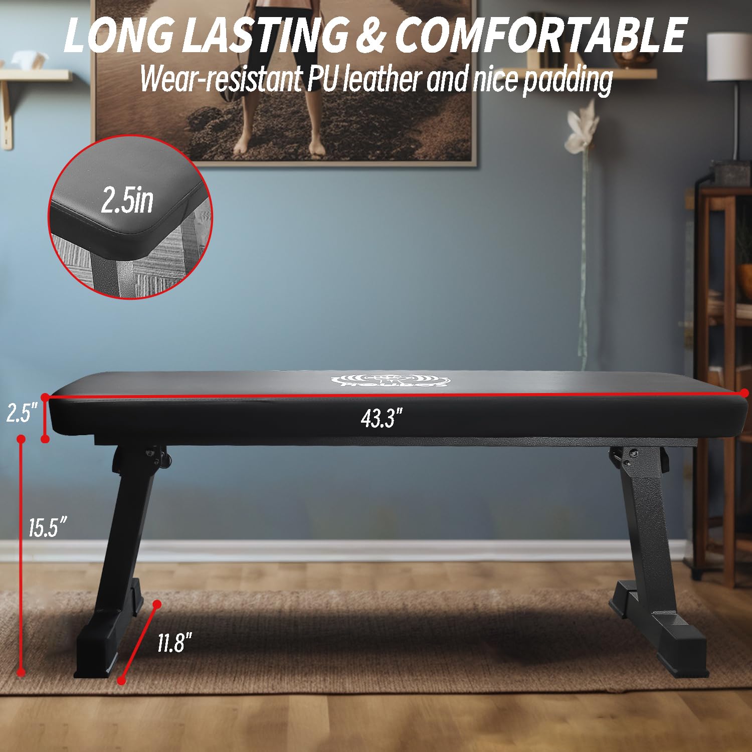 Foldable Flat Weight Bench for Home Gym - Adjustable Dumbbell Workout Bench with Easy Assembly | Strength Training Equipment for Bench Press, Strength Exercises & Full-Body Workouts | Perfect for Small Spaces & Home Fitness Routines