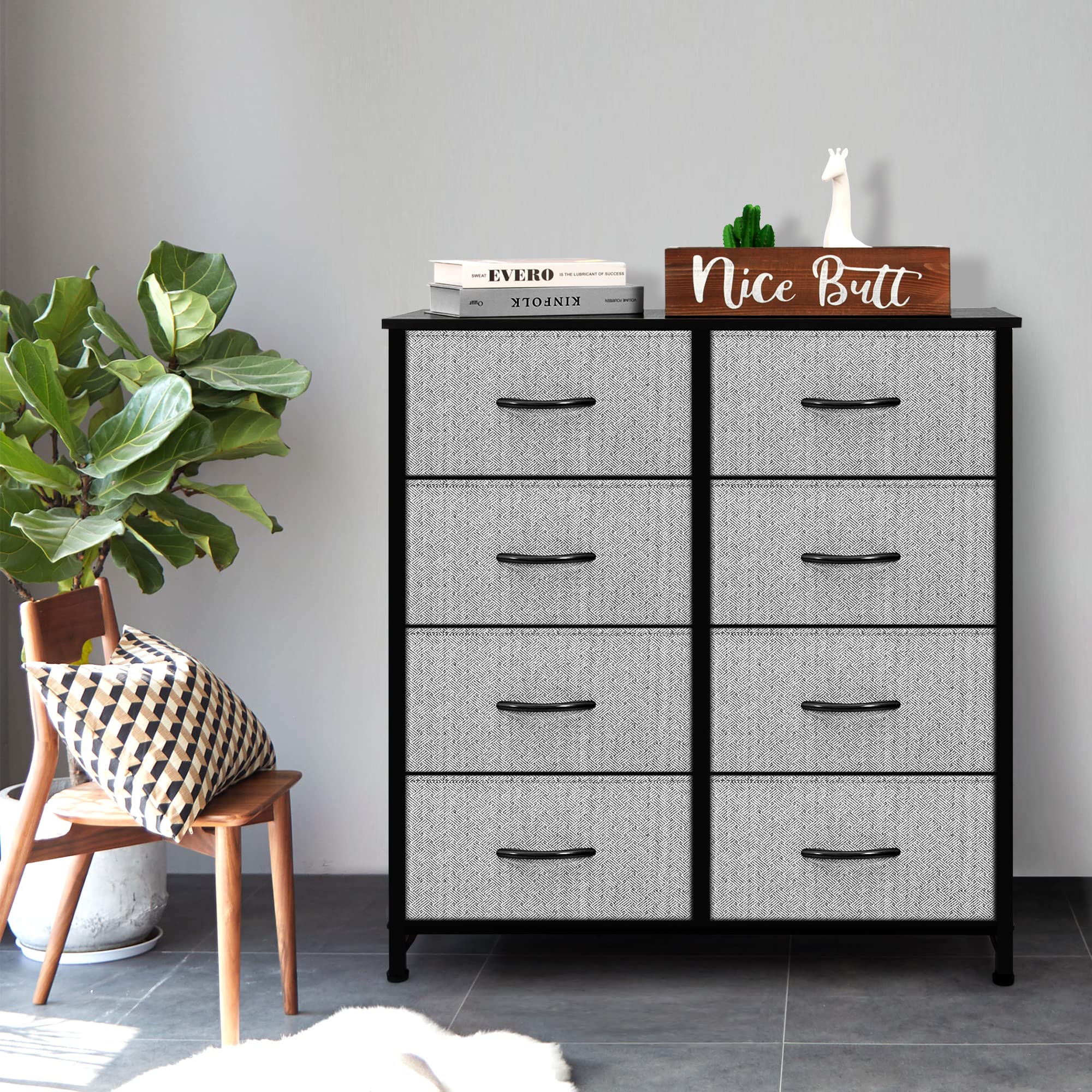 AZL1 Life Concept 8-Drawer Storage Dresser - Tall Standing Organizer with Removable Fabric Bins for Bedroom, Office & Closet - Grey & Black (Perfect for Small Space Organization & Home Decor)