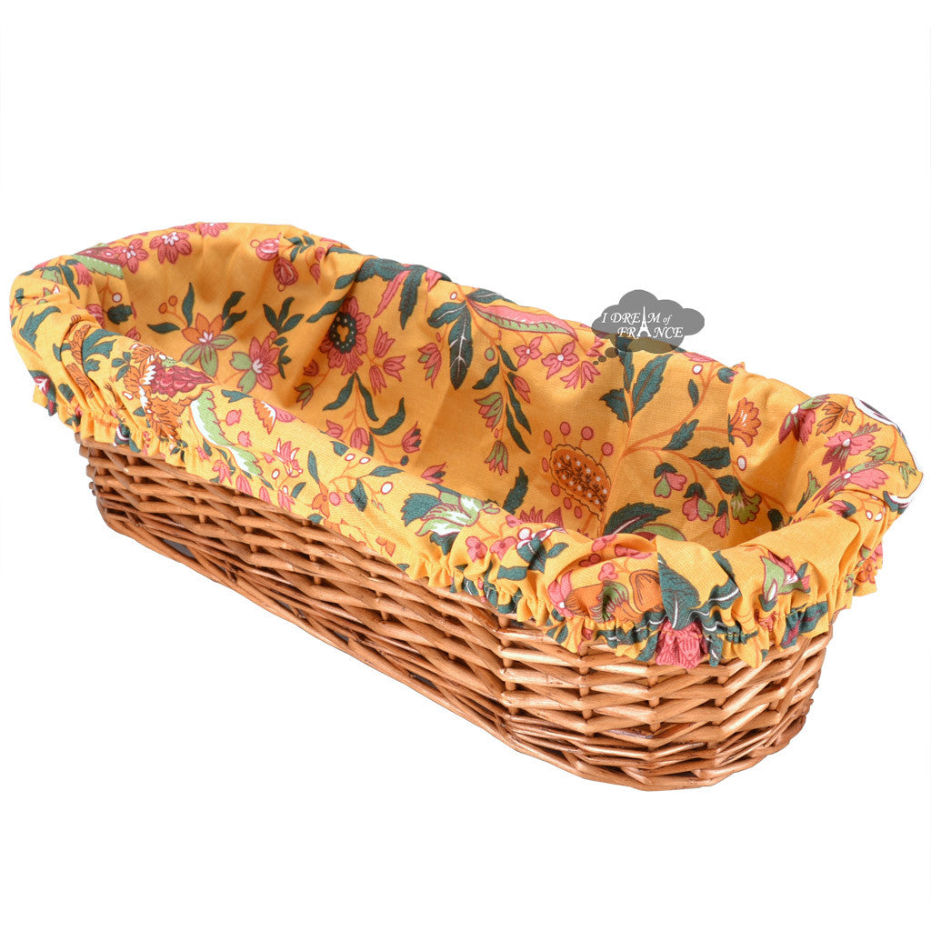 Le Cluny Versailles Yellow French Baguette Bread Basket with Removable Liner - Perfect for French Bread Storage, Picnics & Rustic Kitchen Decor