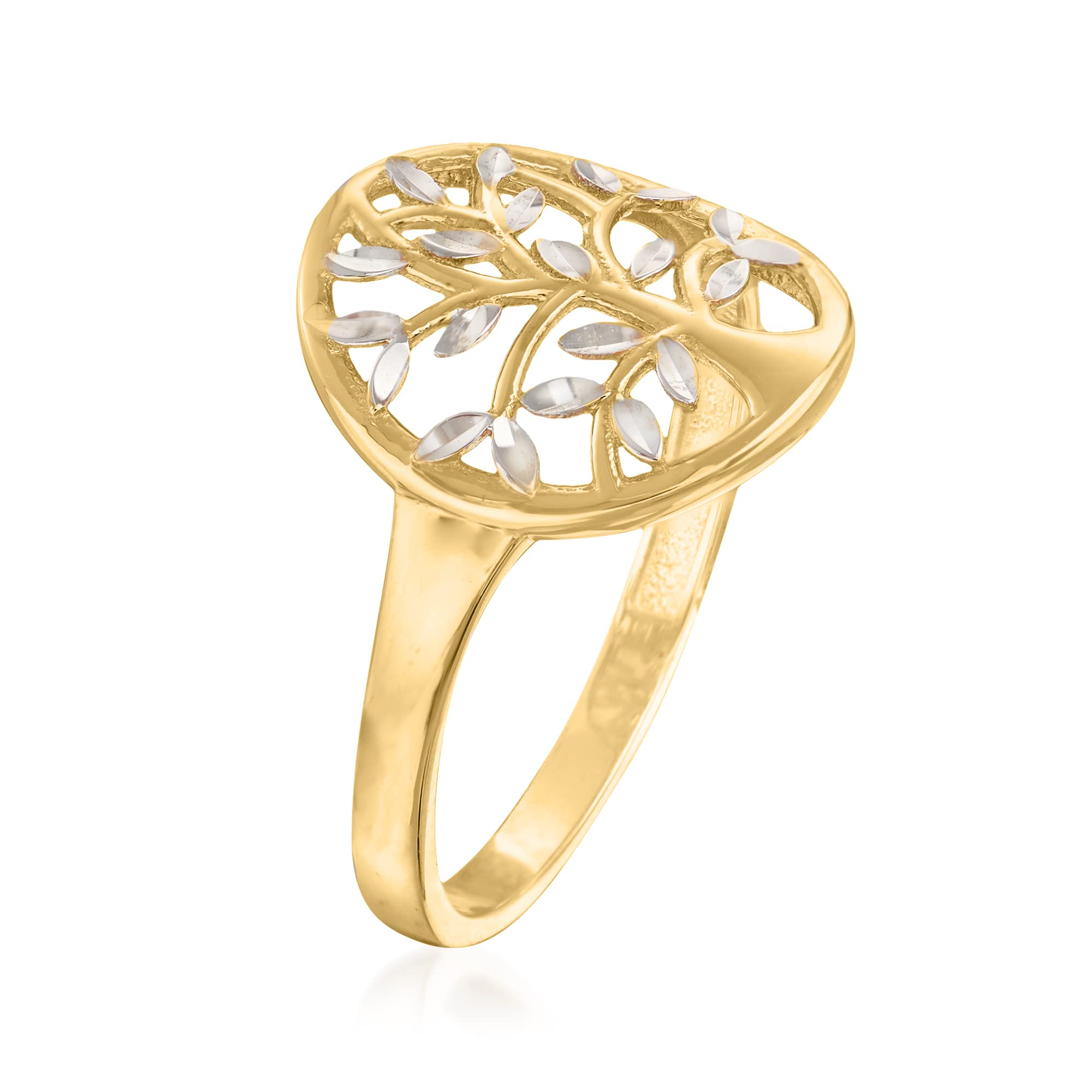 Ross-Simons 14kt Two-Tone Gold Tree of Life Cut-Out Ring - Size 8 | Elegant Jewelry for Women, Perfect Gift for Anniversary, Birthday & Special Occasions