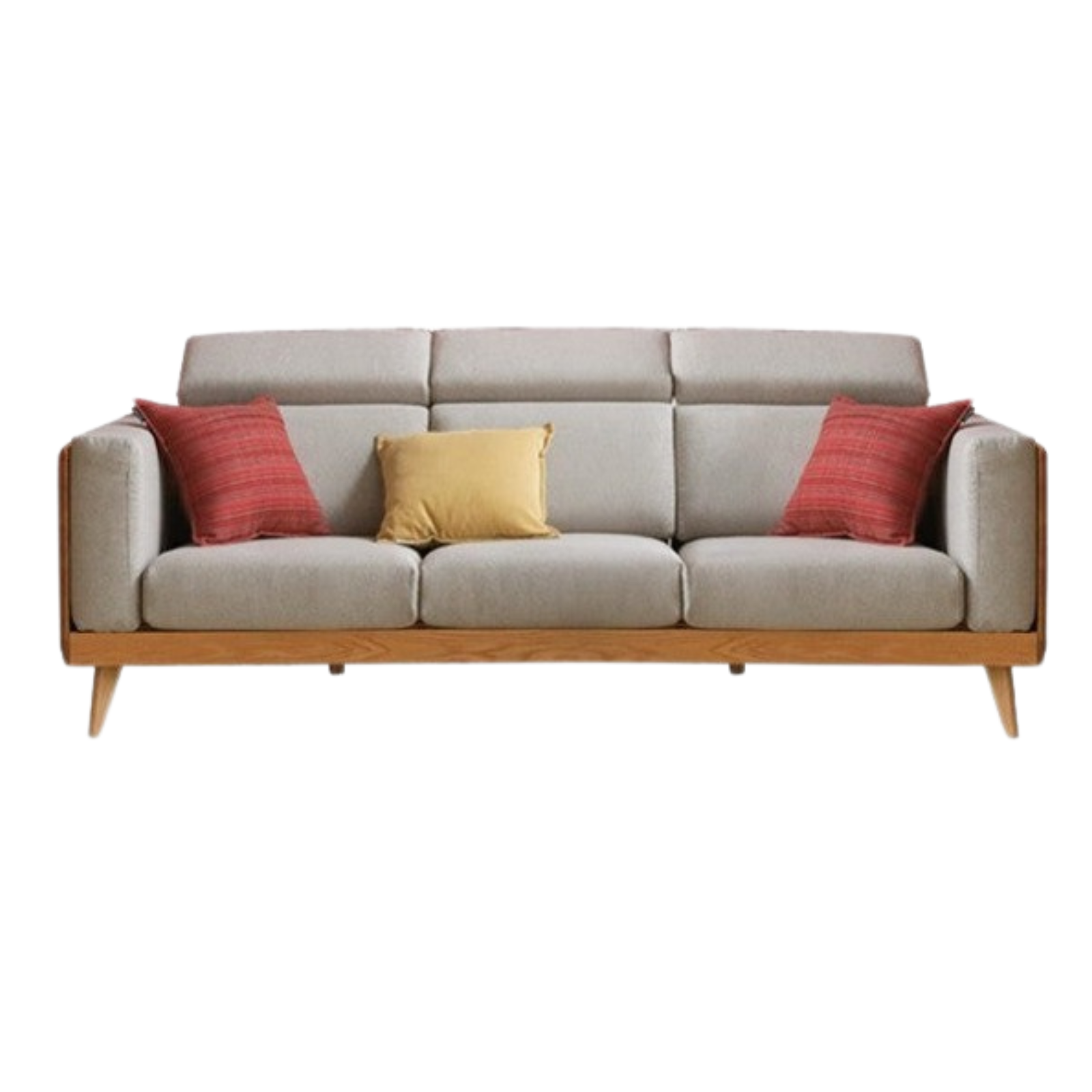 91x36x33 inch / 231x92x83cm / Natural Wood Color gray color / Oak small three-seater sofa