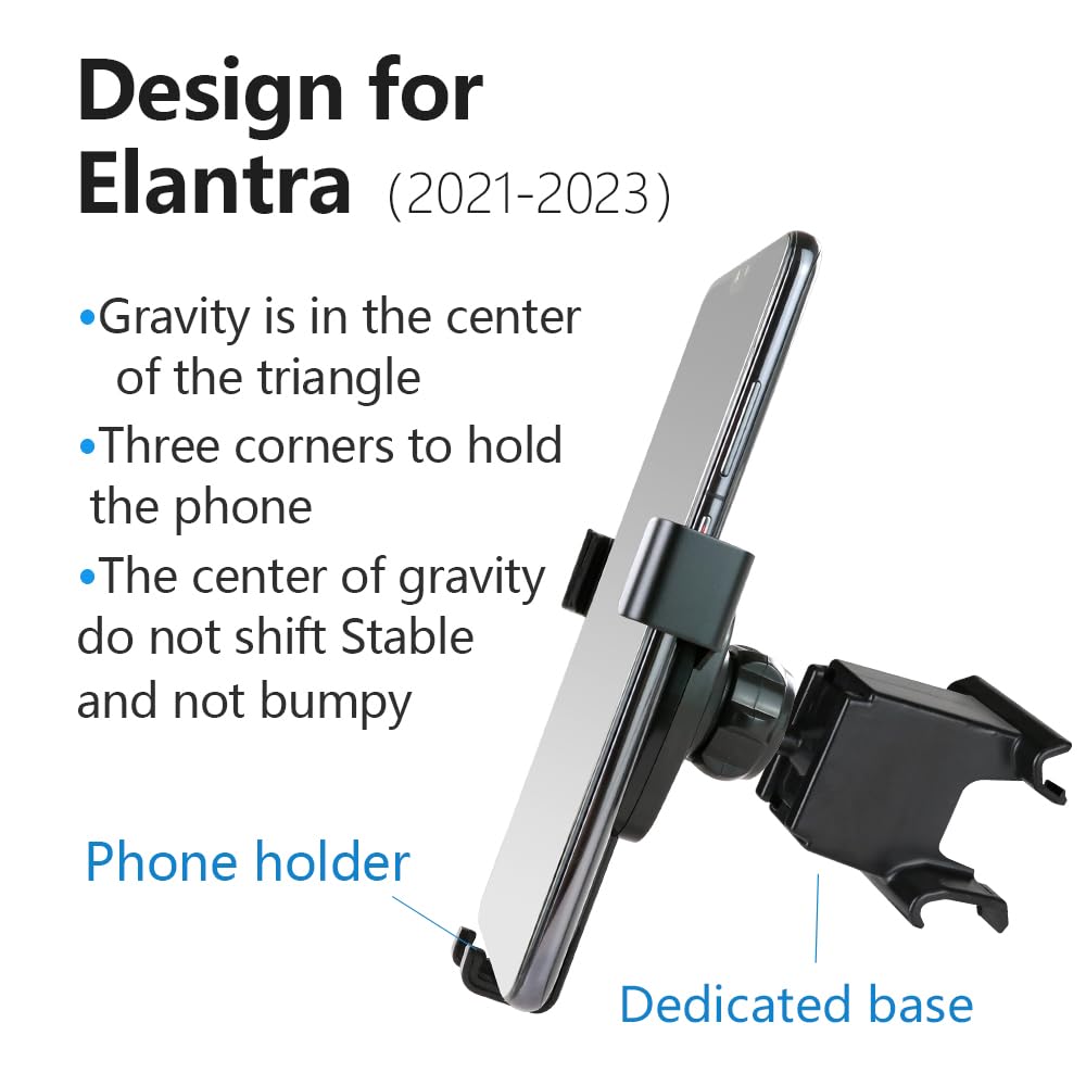 Universal Car Phone Holder for Hyundai Elantra 2021-2025 Models (SE/SEL/N Line/Limited/Hybrid) - Dashboard & Air Vent Mount - Anti-Slip Grip for Safe Driving - Perfect for GPS Navigation & Hands-Free Calling