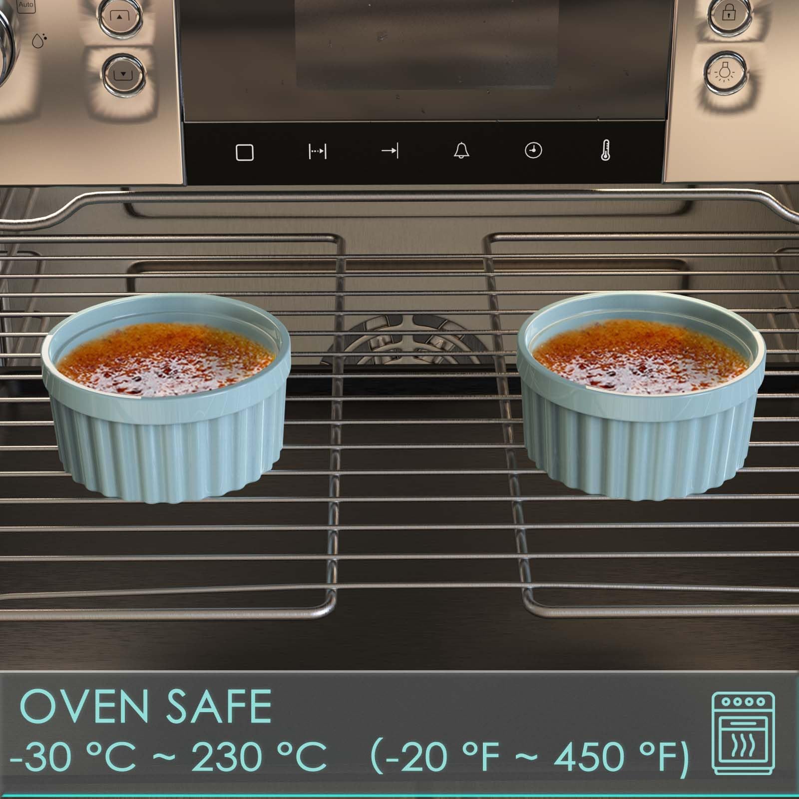 8 oz Silicone Ramekins (2-Pack) - Oven Safe 4-Inch Custard Cups for Creme Brulee, Souffle & Pudding - Perfect for Baking, Dessert Making & Kitchen Storage