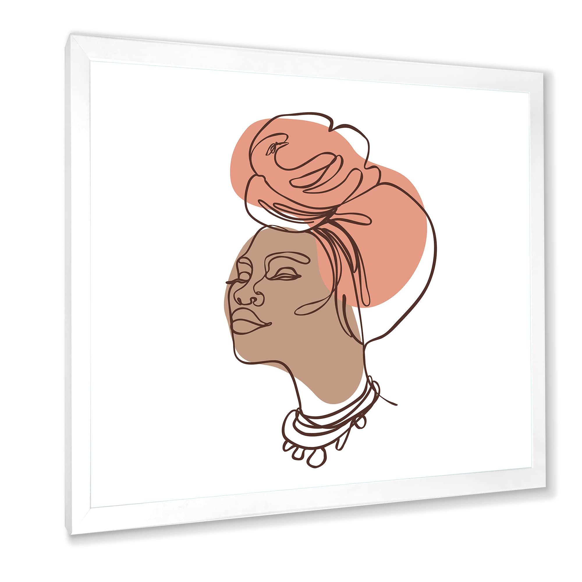 African American Woman Portrait Line Art - Modern Framed Wall Decor for Living Room, Bedroom & Office - Black & White Minimalist Home Artwork