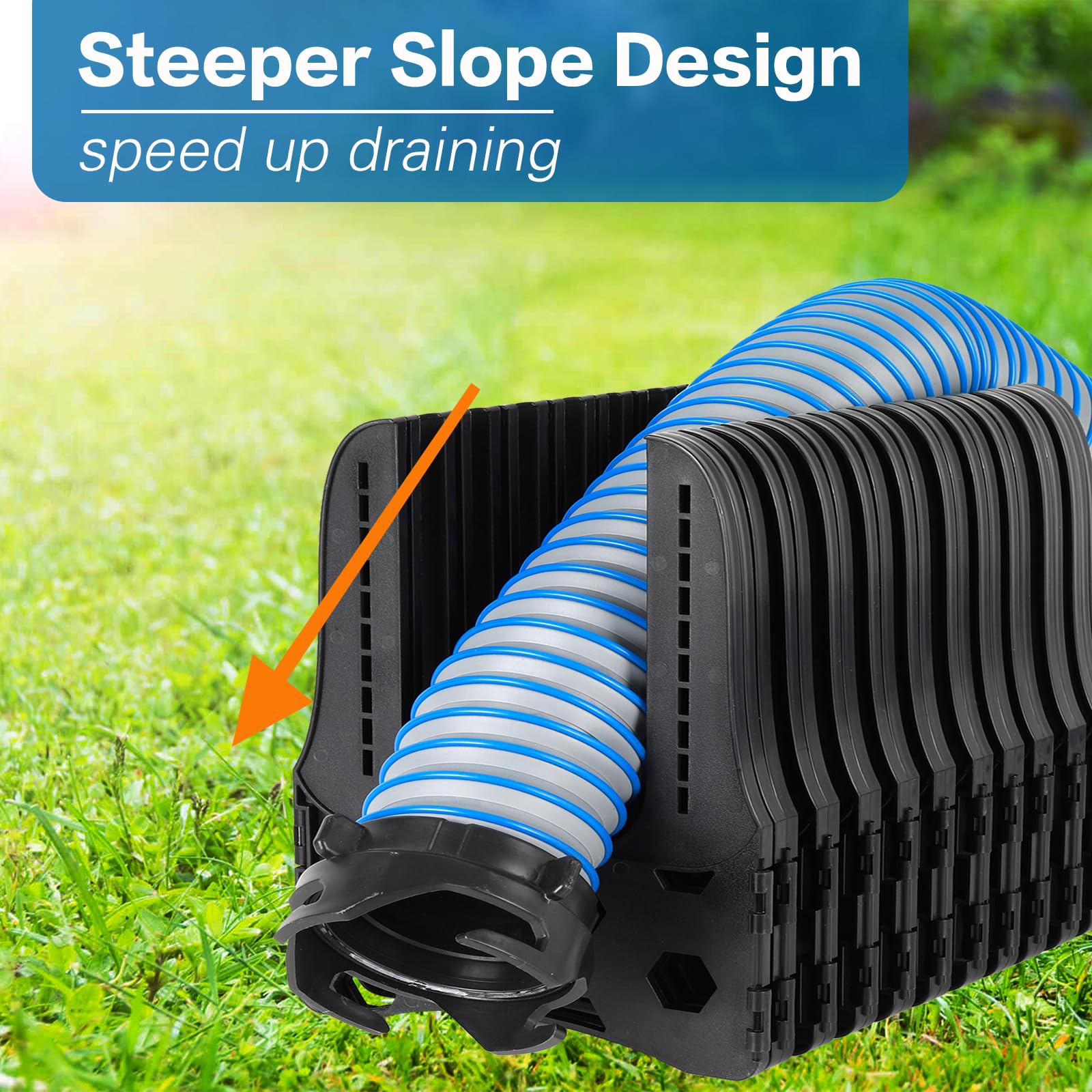 10FT RV Sewer Hose Support - Telescoping Camper Hose Holder with Carrying Strap for 3-inch Hoses | Camping & RV Waste Management