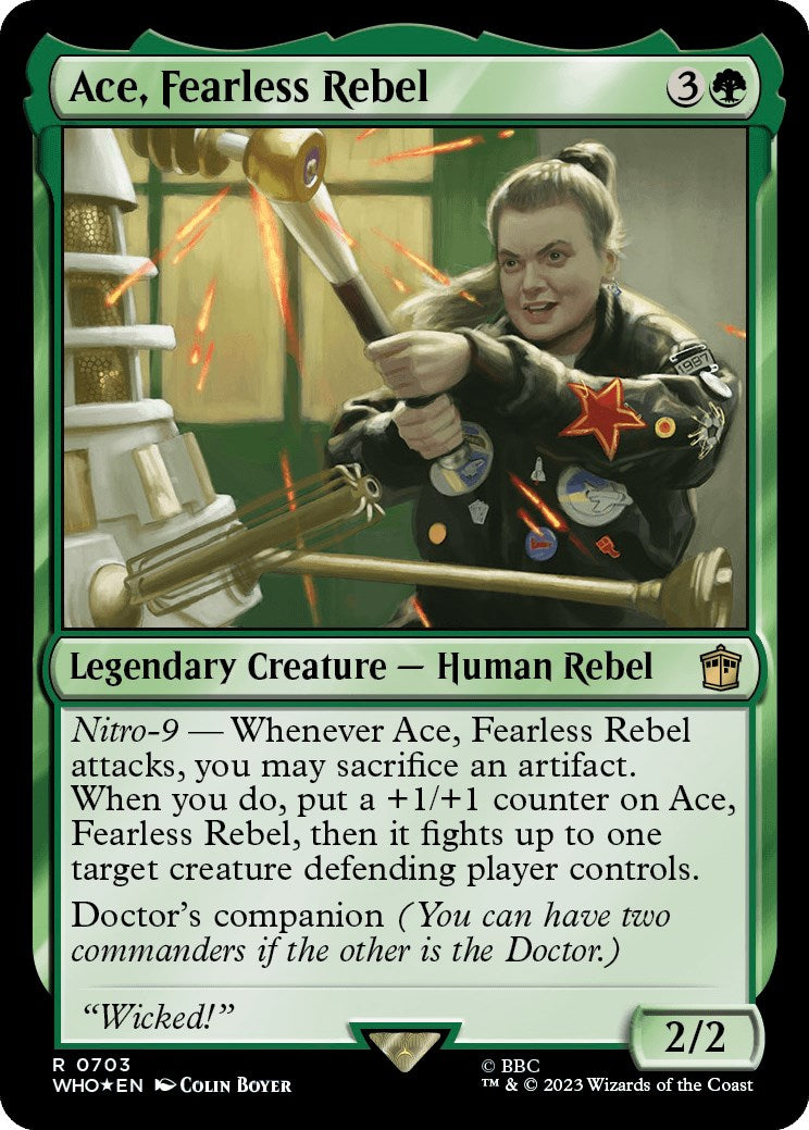 Ace, Fearless Rebel (Surge Foil) - Doctor Who Trading Card - Collectible Game Card for MTG Fans & Sci-Fi Enthusiasts - Perfect for Gaming Nights & Pop Culture Displays