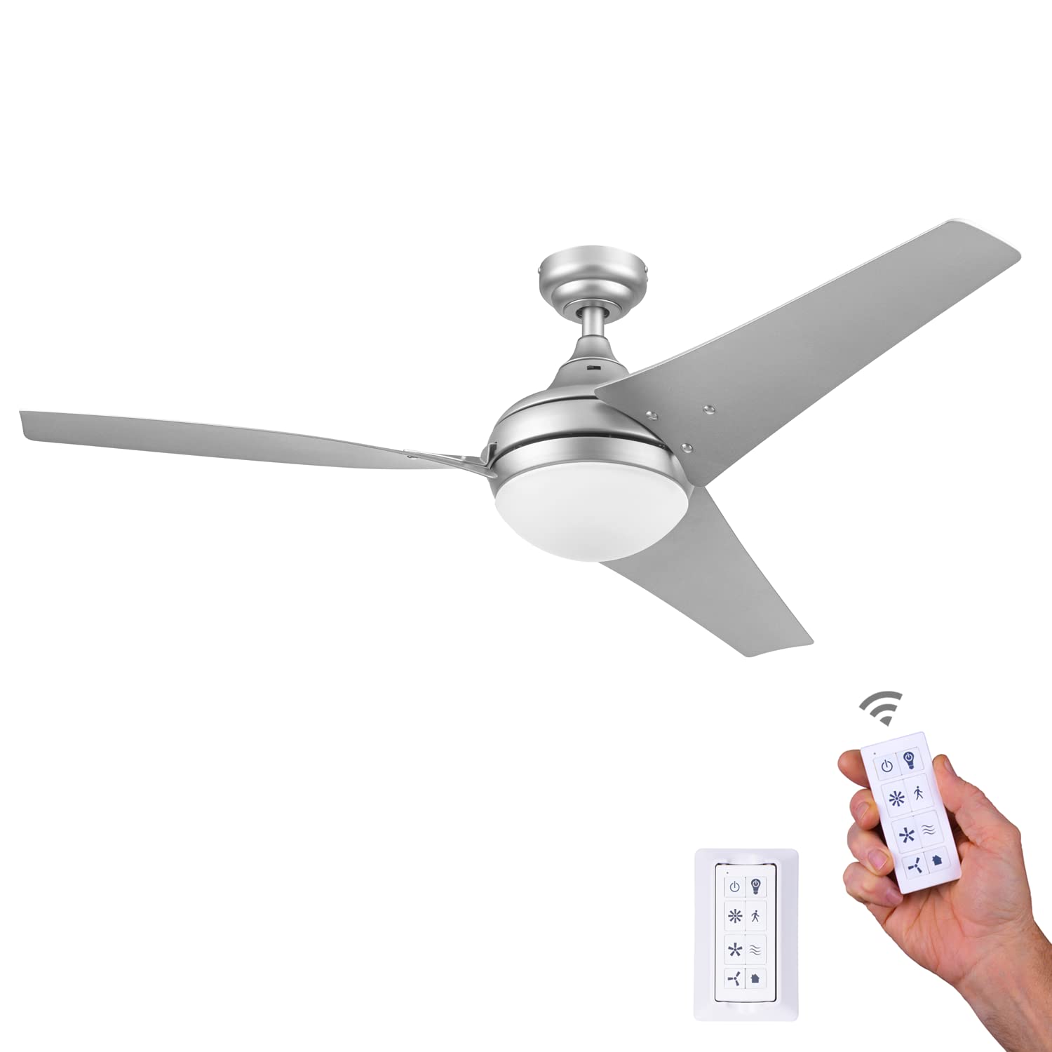 Honeywell Neyo 52 Inch Modern LED Ceiling Fan with Light & Remote Control - High Performance Reversible Motor, Pewter Finish - Perfect for Living Room, Bedroom & Office Spaces