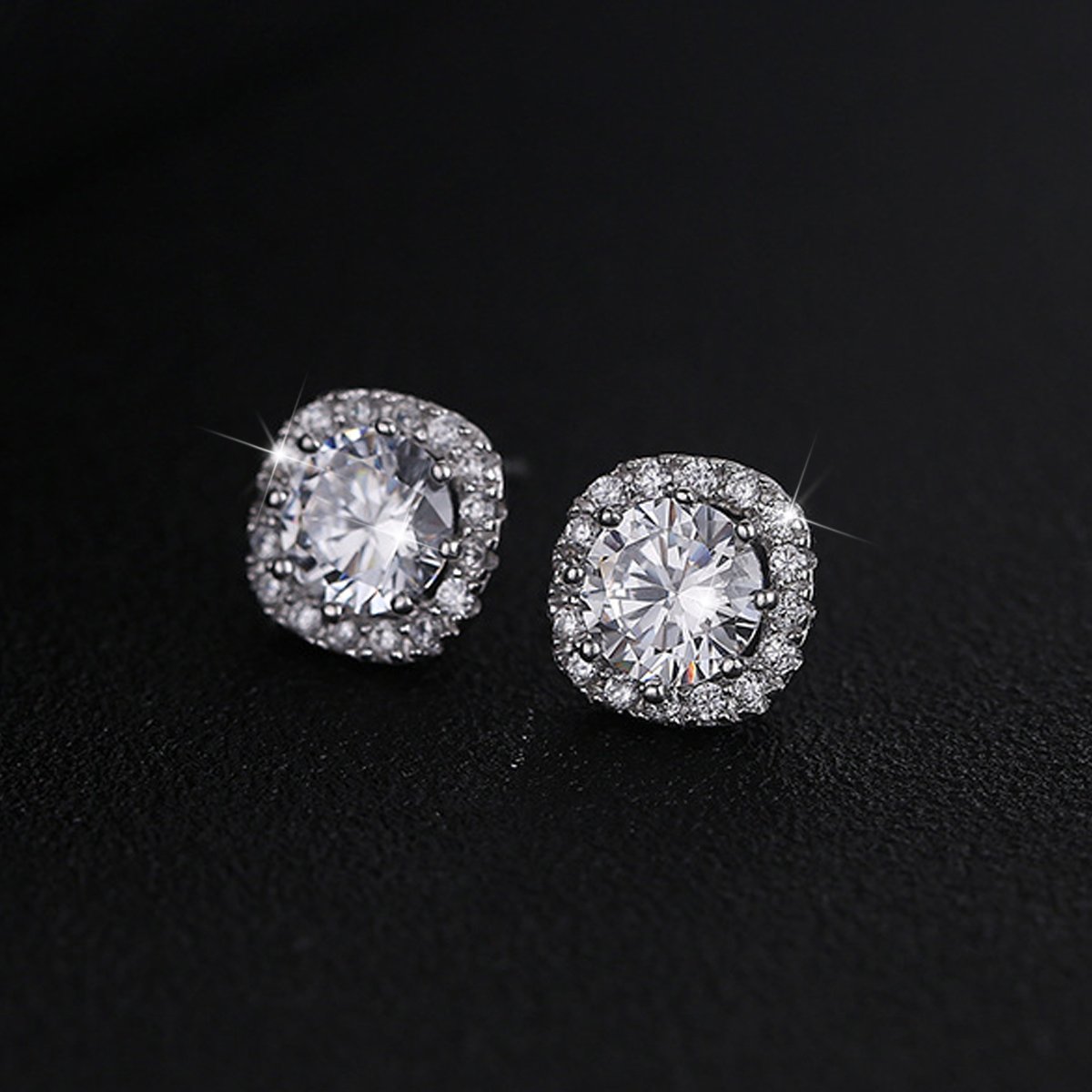 SENCLE 925 Sterling Silver 18K Gold Plated Cubic Zirconia Halo Stud Earrings for Women | Elegant Gift for Anniversary, Birthday & Special Occasions