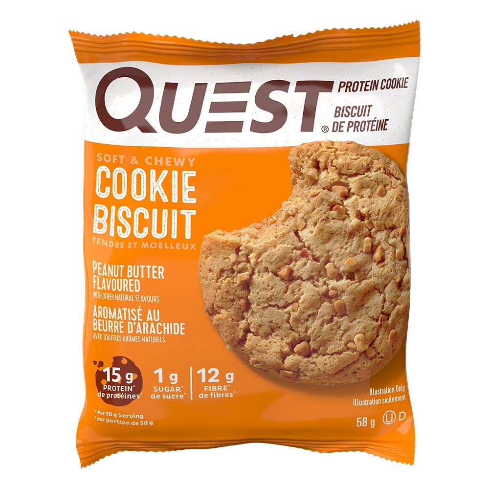 Quest Nutrition Peanut Butter Protein Cookies - 15g Protein, 1g Sugar, Keto Friendly, Low Carb, High Fiber Snack (12 Count) | Perfect for Post-Workout Recovery, Healthy On-The-Go Snacking & Ketogenic Diet