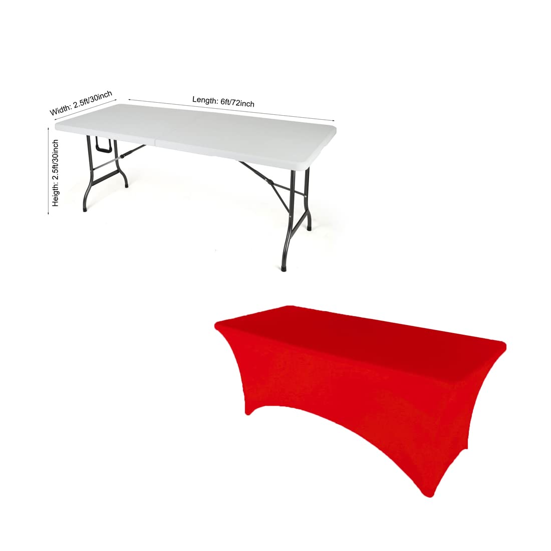 6ft Red Spandex Tablecloth for Folding Tables - Party & Event Decor