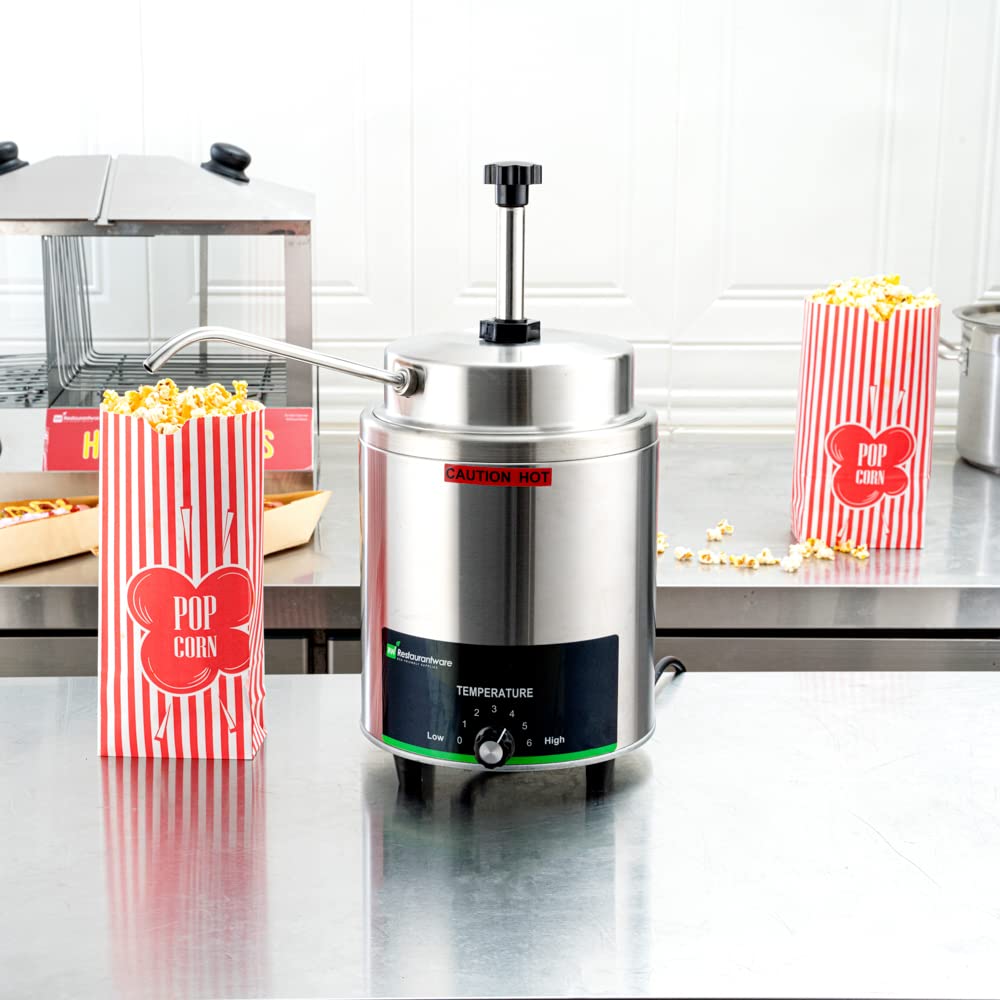 Restaurantware Hi Tek Electric Sauce Dispenser Pump - 3.5-Qt Stainless Steel Condiment Pump with 7 Temperature Settings & Spout | Perfect for Restaurants, Catering, and Home Kitchens