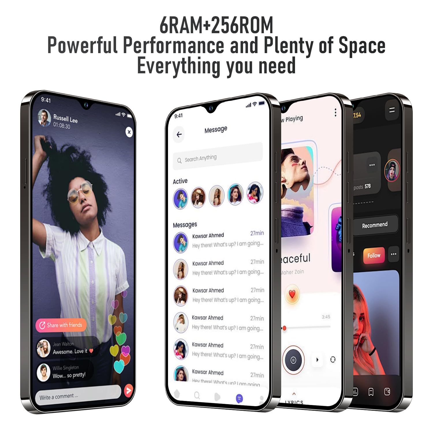 Unlocked A14 Pro Max Android Smartphone - 6GB RAM 256GB Storage, 24MP+50MP Dual Camera, 5000mAh Long Battery Life, 6.8