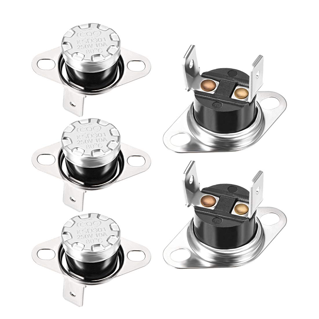 uxcell KSD301 Thermostat 80°C/176°F Normally Open N.O Adjustable Snap Disc Temperature Switch - 5 Pack for Microwave, Oven, Coffee Maker, Water Heater & Home Appliance Safety Control