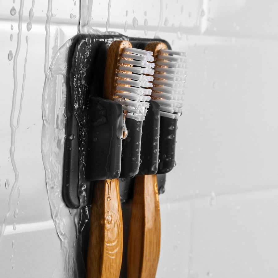 TOOLETRIES The George Toothbrush Holder - Modern Bathroom Organizer, Charcoal - Perfect for Countertop Storage & Bathroom Decor