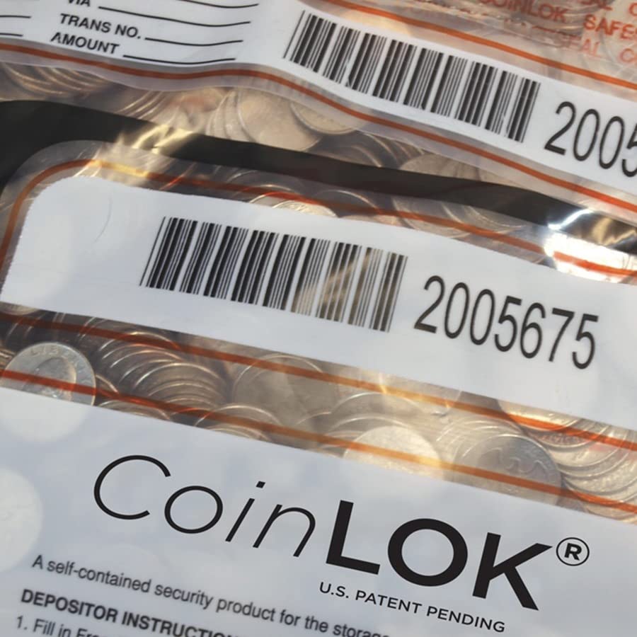 ControlTek CoinLOK Plastic Coin Bags - Durable Money Storage for Banks, Retail & Vending Machines - Perfect for Cash Handling & Secure Coin Transportation