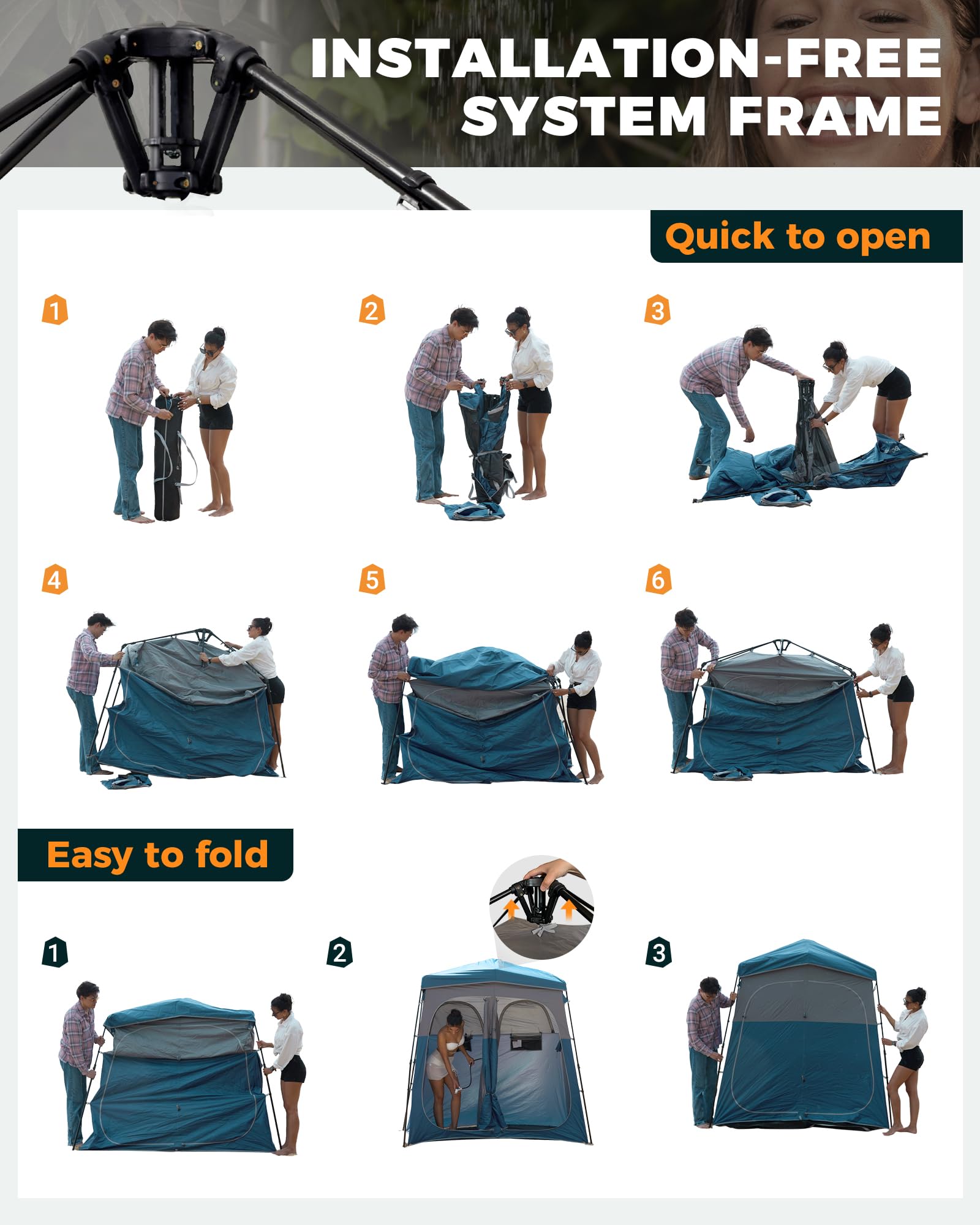 KingCamp Outdoor Shower Tent - Portable Pop Up Privacy Changing Room for Camping, Beach & Hiking | Water Resistant & Windproof 1 or 2 Room Bathroom Shelter | Perfect for Outdoor Showers, Changing Clothes & Toilet Privacy at Campsites