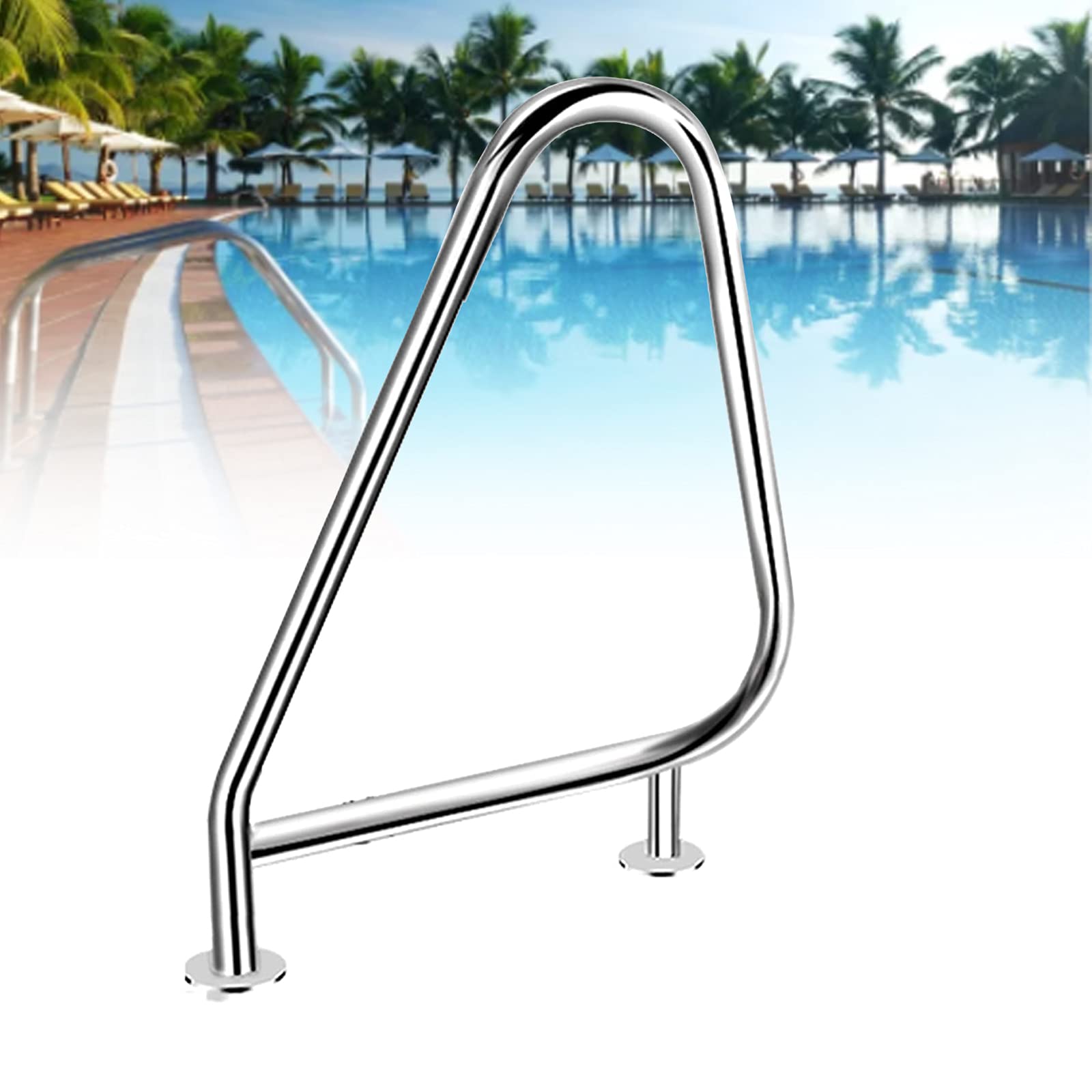 304 Stainless Steel Removable Pool Handrails for Inground Pools - 81×90cm Swimming Pool Stair Rail for Spa, Club or Water Park - Durable Safety Handrail for Pool Steps, Ladders and Deck Areas