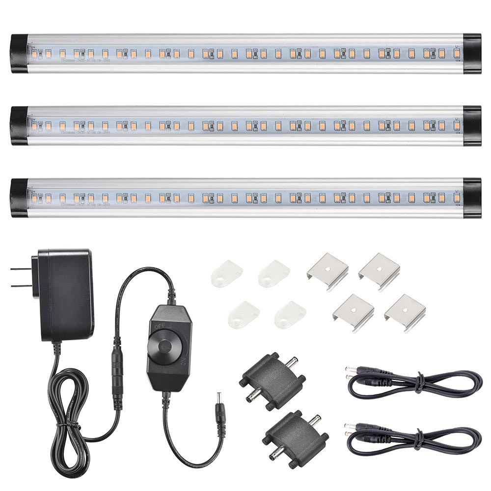 TheLAShop 3-Pack LED Under Cabinet Lighting Kit - 11.5 Inch Slim Bar Lights for Kitchen, Closet & Shelf Illumination | Energy Efficient, Easy Installation, Dimmable Task Lighting