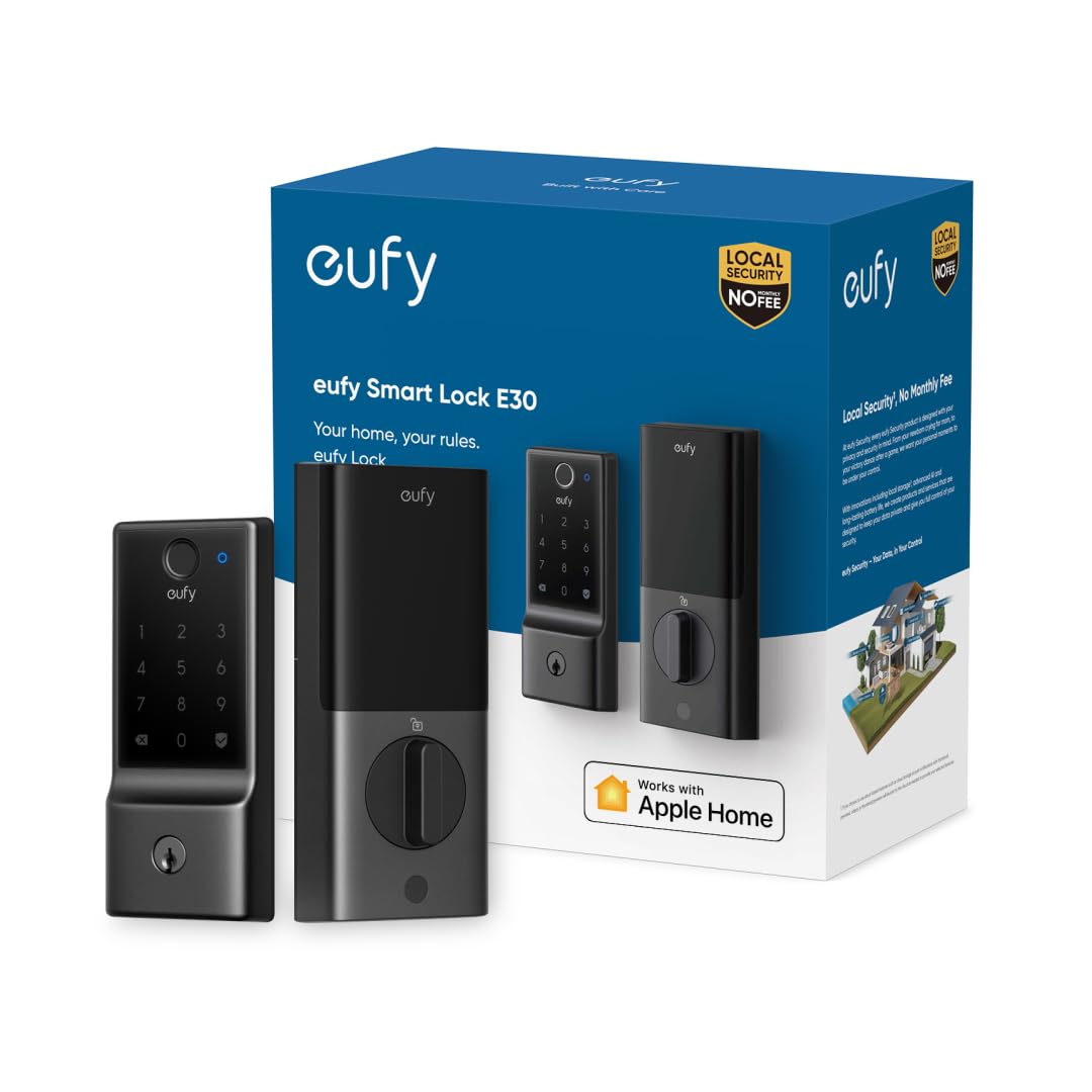 eufy Security Smart Lock E30 - Keyless Fingerprint Entry Deadbolt with Built-in Wi-Fi | Compatible with Apple Home, Alexa & Google Assistant | Smart Door Lock for Front/Back Doors | Perfect for Home Security & Smart Home Automation