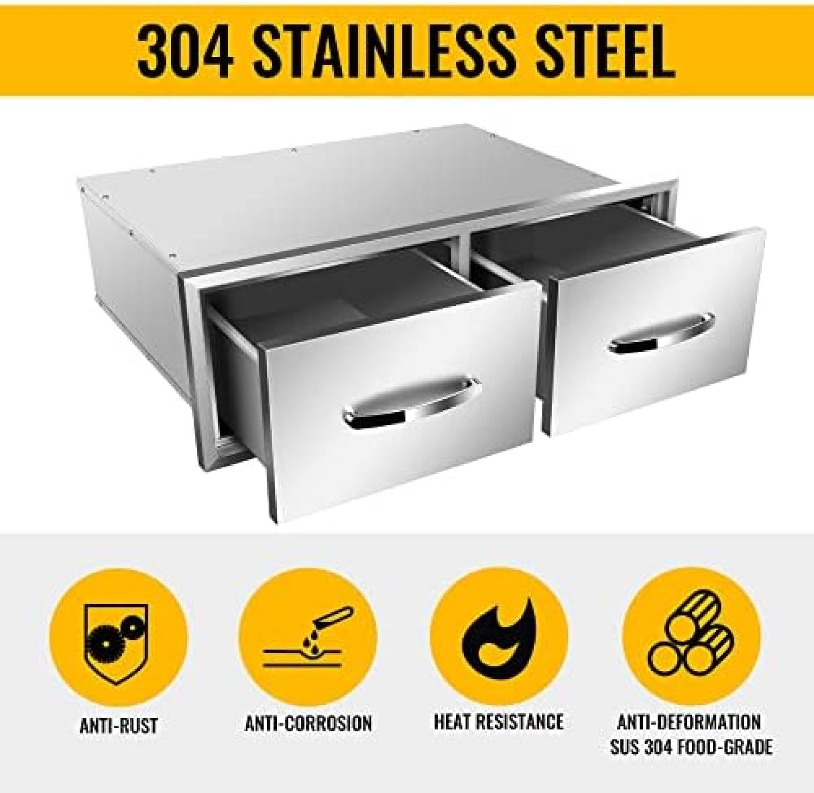 Stainless Steel BBQ Drawer for Outdoor Kitchen - 30Wx20Dx10H, Perfect for Grilling Station & BBQ Island