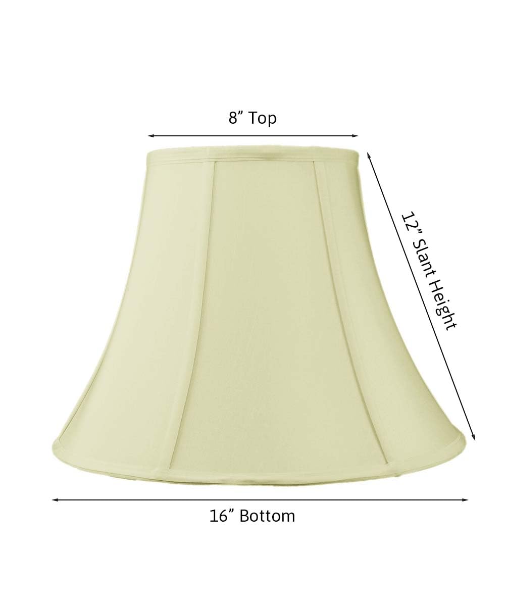 8x16x12 Egg Shell Shantung Bell Lampshade with Brass Spider Fitter - Medium Size Table Lamp Shade for Bedroom, Living Room & Office Desk Lighting - Eggshell White Fabric Lampshade
