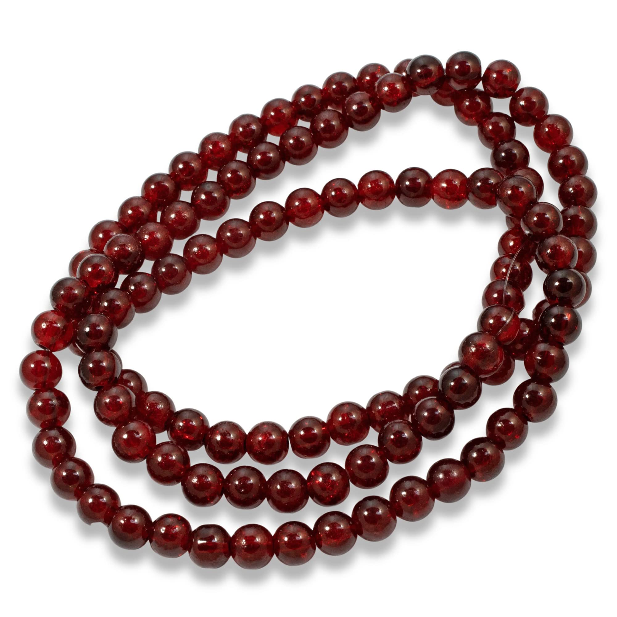100pcs 6mm Ruby Red Round Crackle Glass Beads - Small Dark Red Beads for DIY Jewelry Making, Bracelets, Necklaces - Perfect for Christmas Crafts, Holiday Decorations & Gift Making