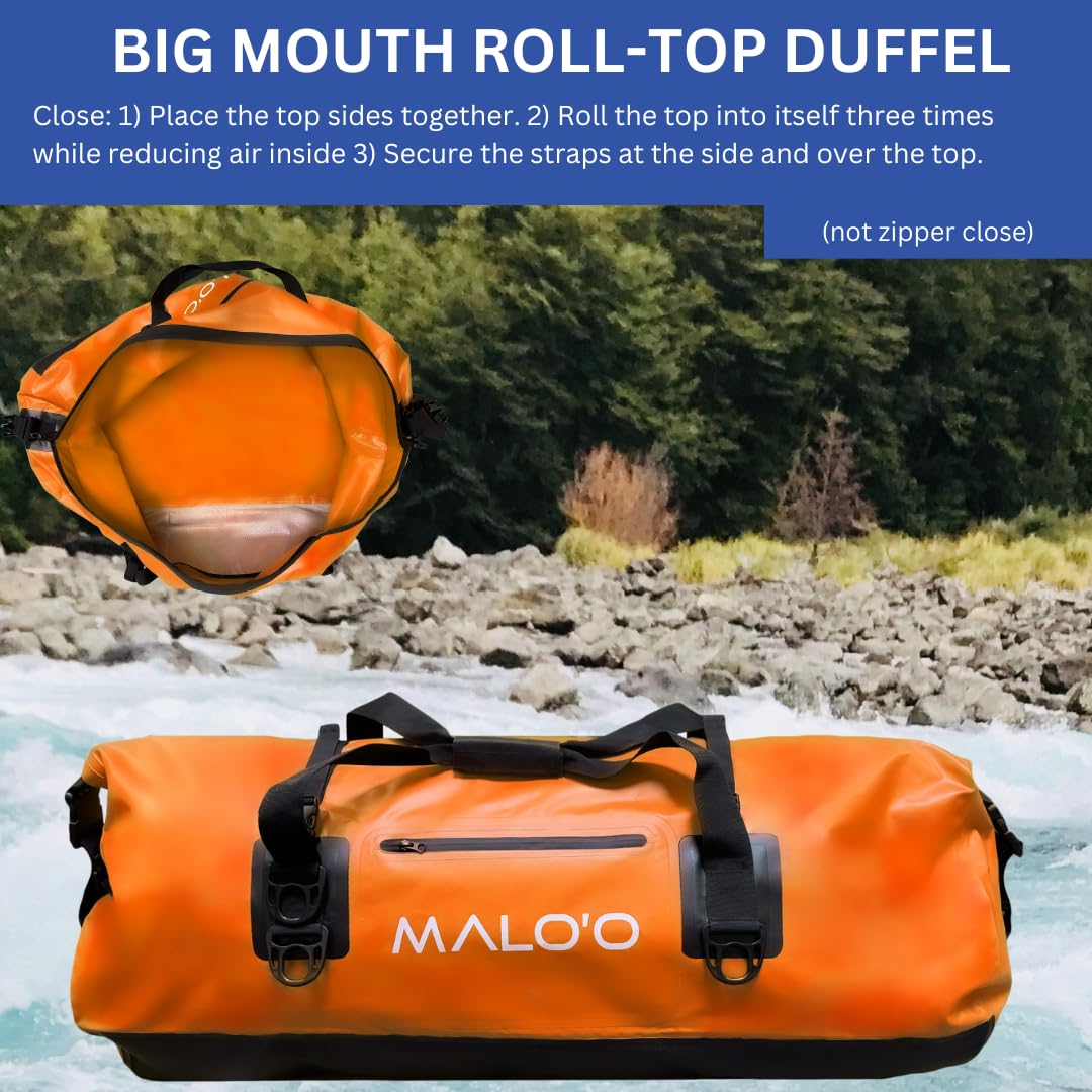 Waterproof Dry Bag Duffel 40L/60L/100L - Roll Top Kayak Dry Bag for Rafting, Boating, Swimming & Outdoor Activities | Camping, Hiking, Beach & Fishing Gear | Internal/External Pockets & Molle Loops | Keep Belongings Dry in Water Sports & Adventures