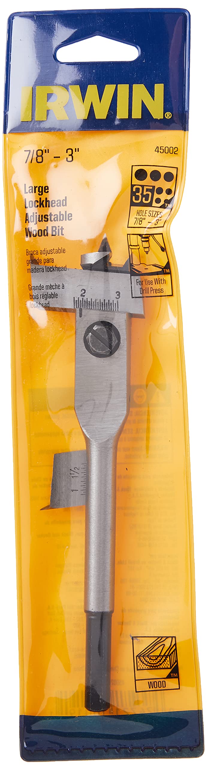 IRWIN 45002 Adjustable Spade Drill Bit 7/8-3