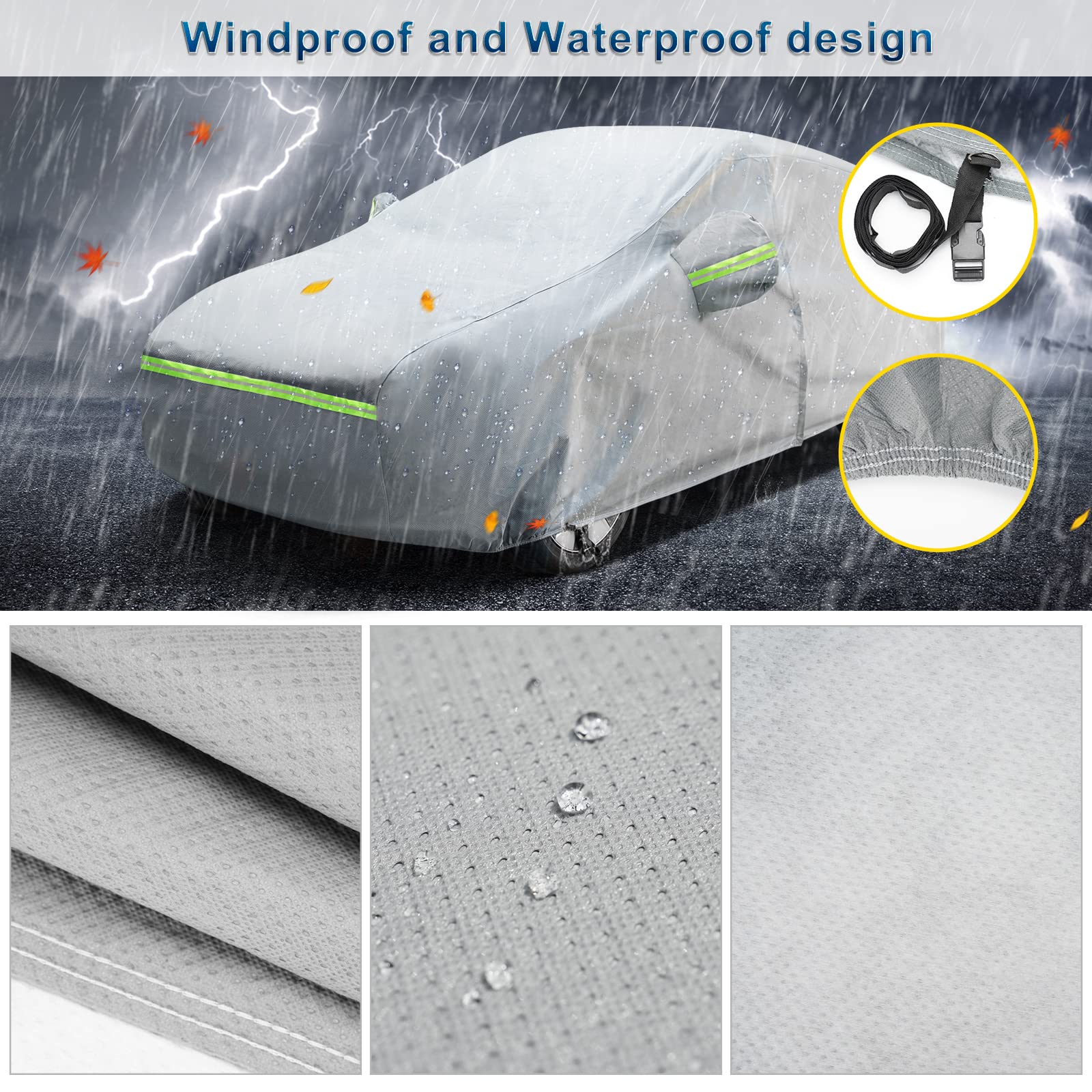 Tesla Model Y Full Car Cover with Charge Port Opening - Waterproof, All-Weather Heavy Duty Protection - Snowproof & Windproof Outdoor Car Cover with Door Zipper & Storage Bag - Perfect for Winter, Travel & Long-Term Parking Protection