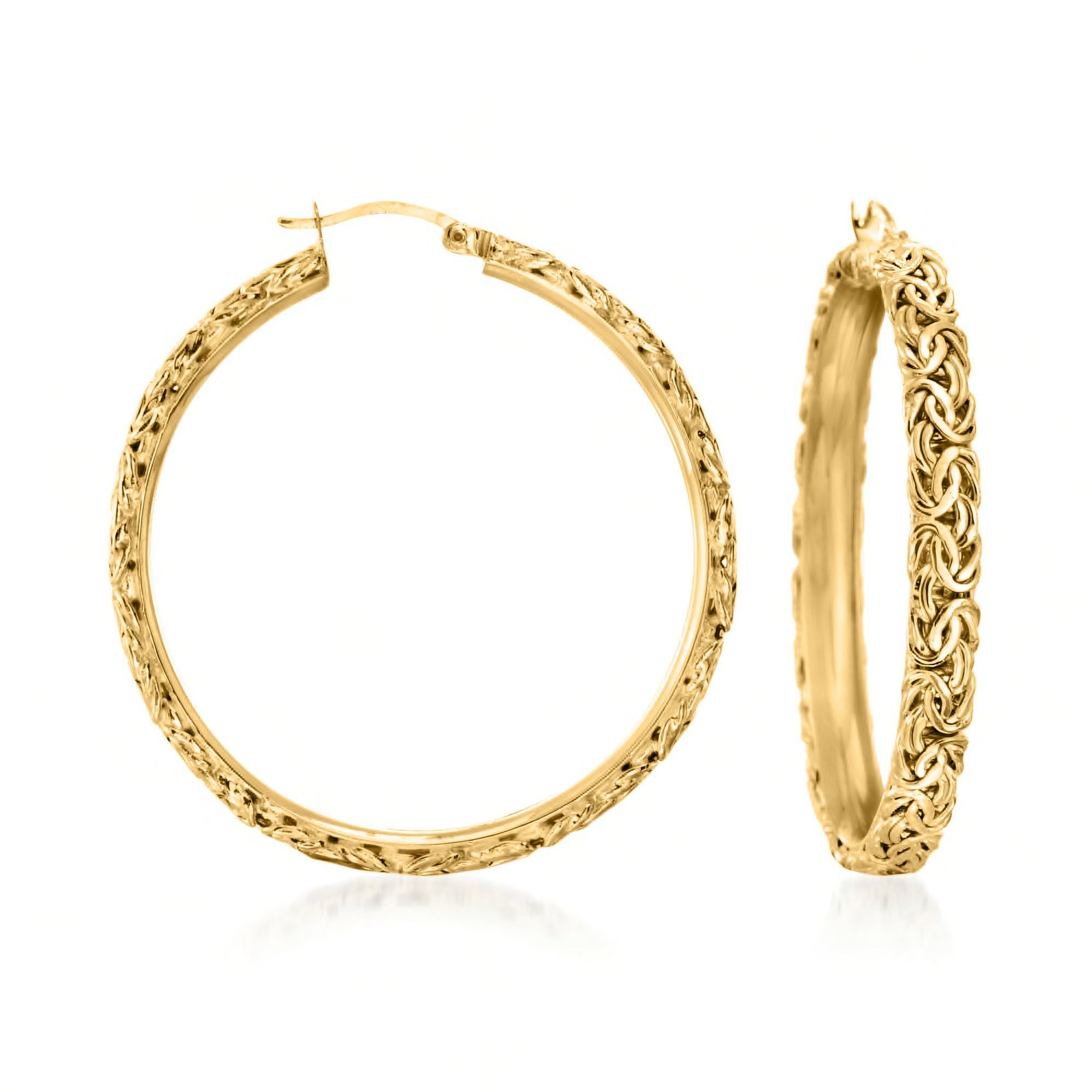 Ross-Simons 18kt Yellow Gold Over Sterling Silver Extra Large Byzantine Hoop Earrings for Women - Elegant Statement Jewelry for Parties, Weddings & Special Occasions