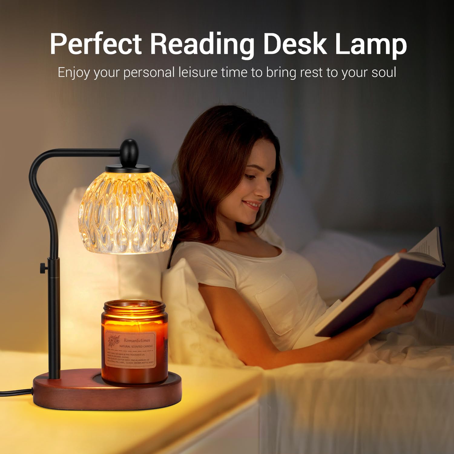 Adjustable Candle Warmer Lamp with Timer & Dimmer - 2 x 50W Bulbs Included - Scented Candle Melter for Home Decor, Aromatherapy & Relaxation - Perfect Mother's Day Gift (Black) - Ideal for Bedroom, Living Room & Spa Settings