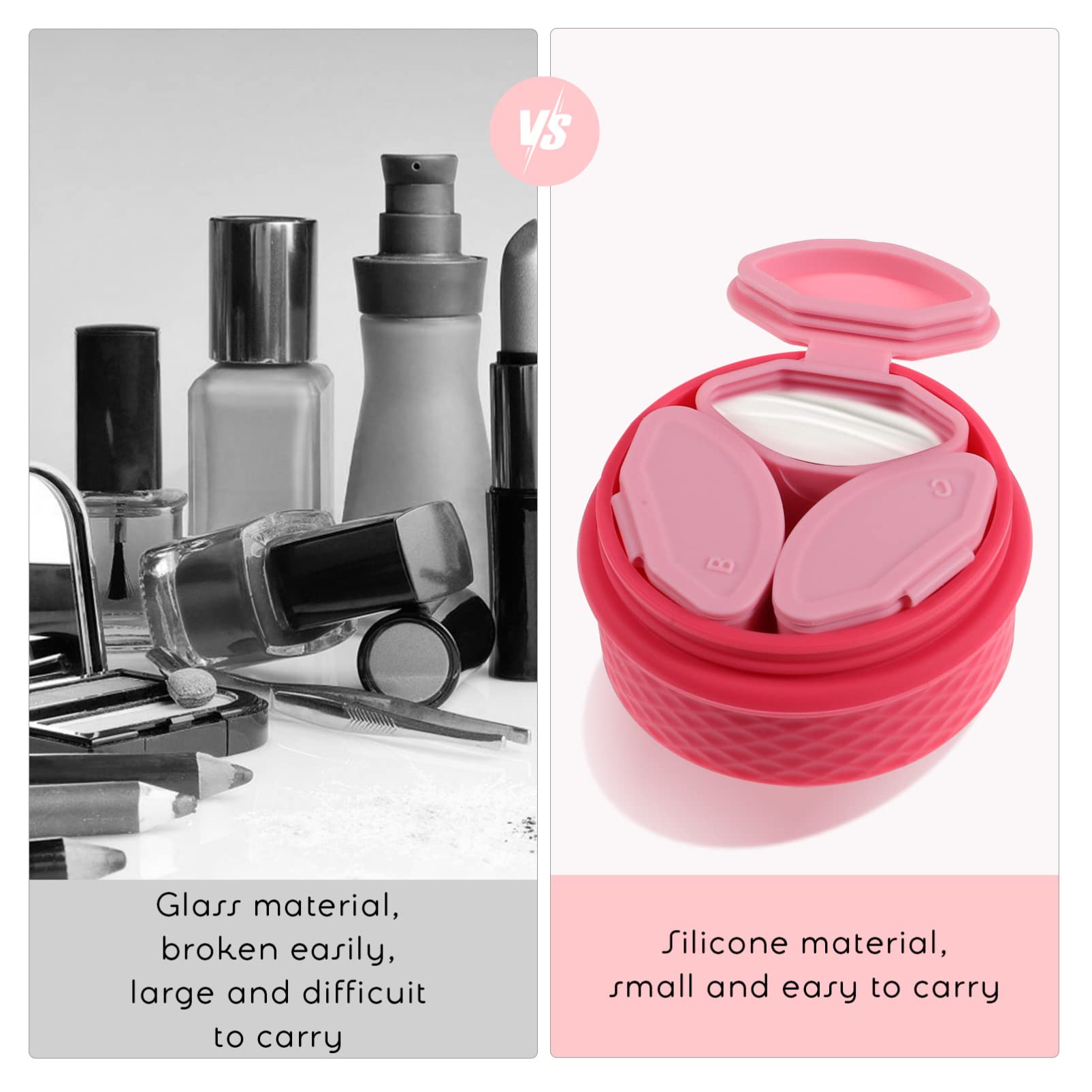 2 Pack Leak-Proof Silicone Travel Containers for Toiletries - 3 Compartment Cream Jars for Makeup, Face Cream & Cosmetics | TSA Approved Travel Organizer for Vacation, Gym & Daily Use