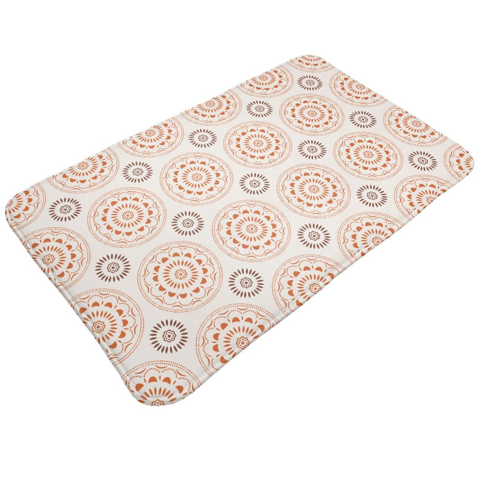 Boho Retro Abstract Mandala Floral Bath Mat - Soft Non-Slip Absorbent Bathroom Rug for Indoor & Outdoor Use - 20x31.5 Inch - Perfect for Bathroom, Kitchen, Entryway & Home Decor