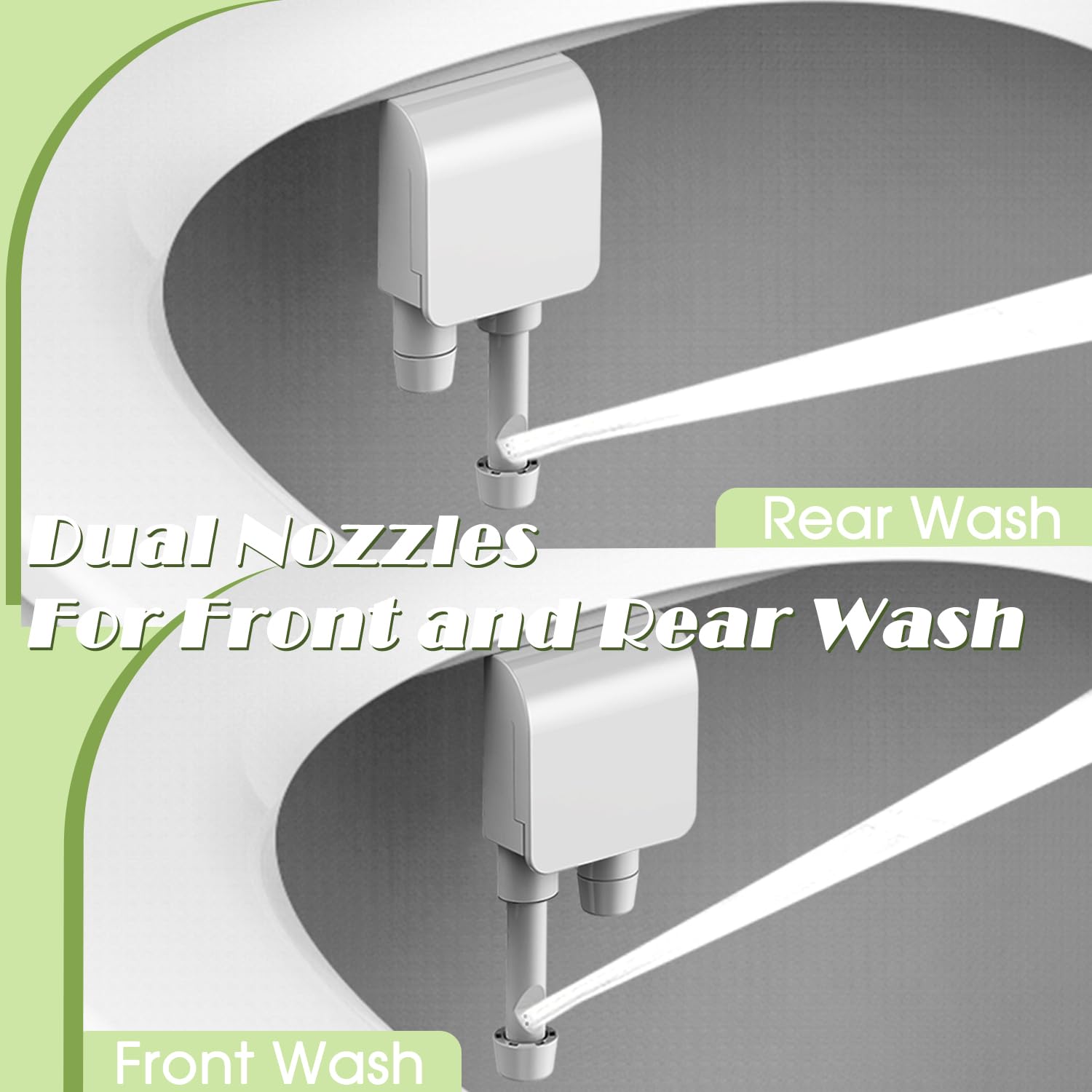 6mm Bidet Toilet Attachment with Dual Nozzles - Cold Water Spray for Feminine & Rear Wash - Self-Cleaning Bidet Seat for Women, Men & Seniors - Perfect for Hygiene, Comfort & Elderly Care