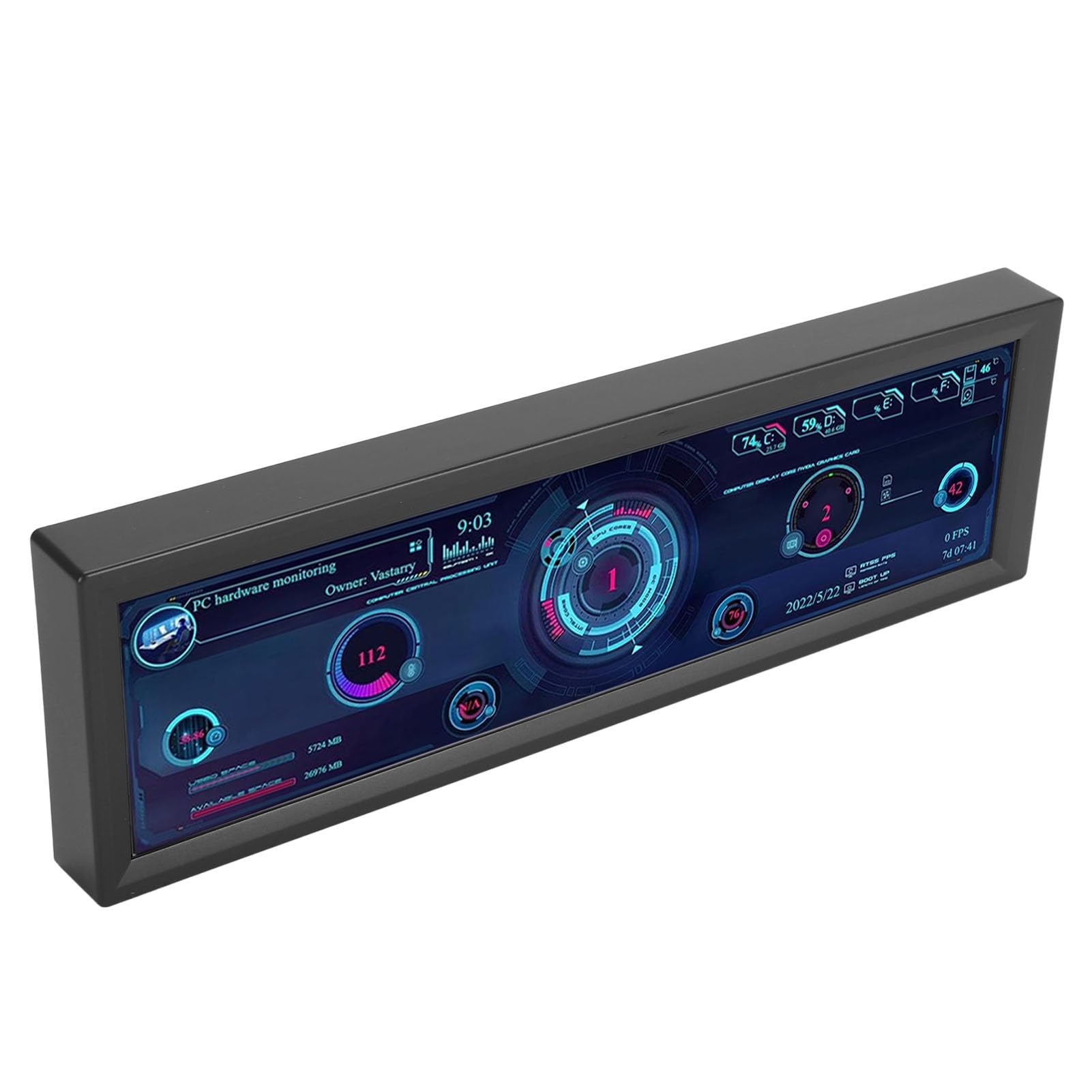 Jectse 8.8 Inch PC Temperature Monitor with 1920x480 Resolution - Plug & Play CPU Hardware Display for Windows Computers (Black) | Ideal for Gaming Rigs, Workstations & PC Builds