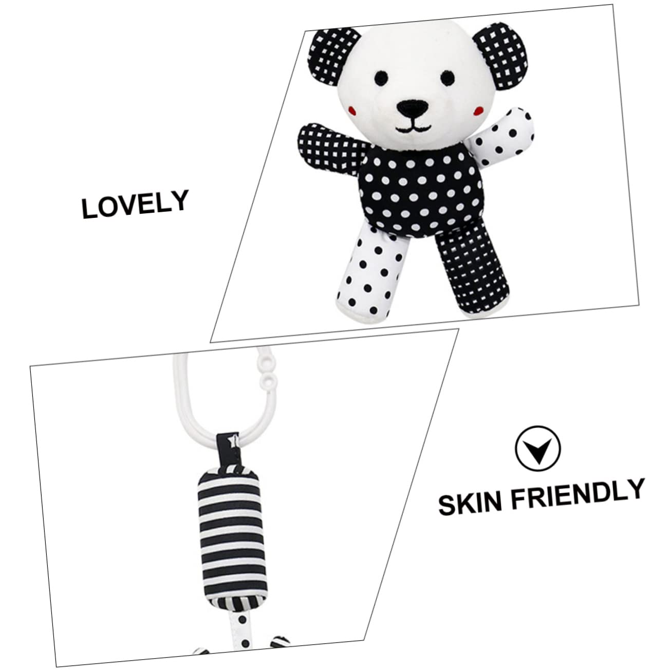 FAVOMOTO 6-Piece Rattle Bell Animal Stroller Toys - Hanging Car Seat & Stroller Accessories for Newborns - Soft PP Cotton White Baby Toys for Infants 0-6 Months - Perfect for Strollers, Car Seats & Playtime