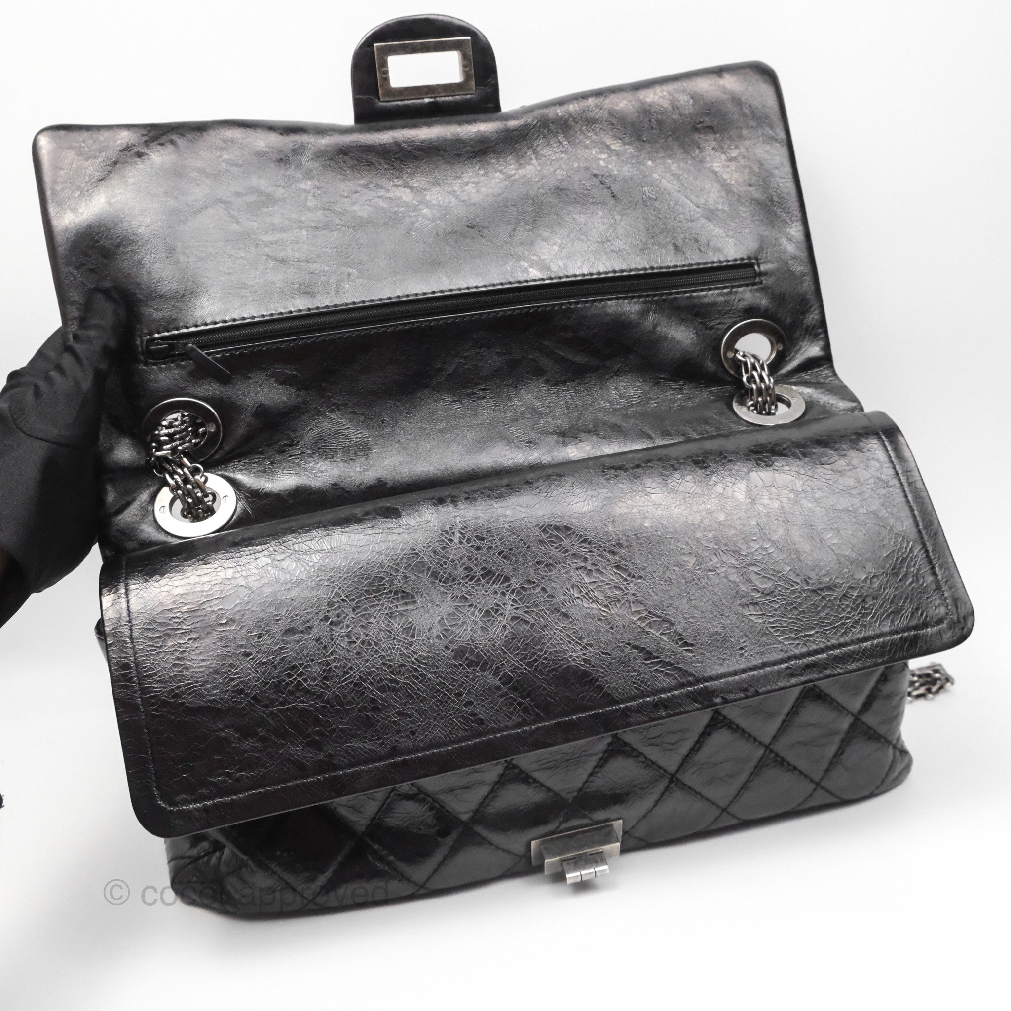 Chanel 228 Reissue Flap Bag Quilted Black Calfskin with Ruthenium Hardware - Luxury Crossbody Purse for Women, Perfect for Evening Events & Daily Use